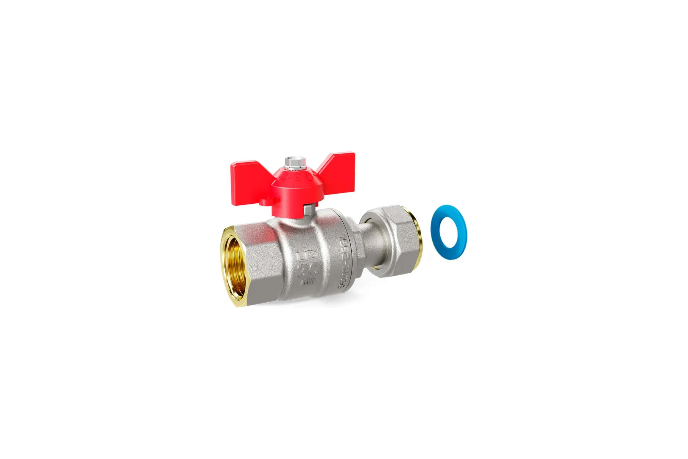 Шаровой кран LD Pride 47.20.В-НкГк.Б (red) с накидной гайкой LD 47.396.20 R
