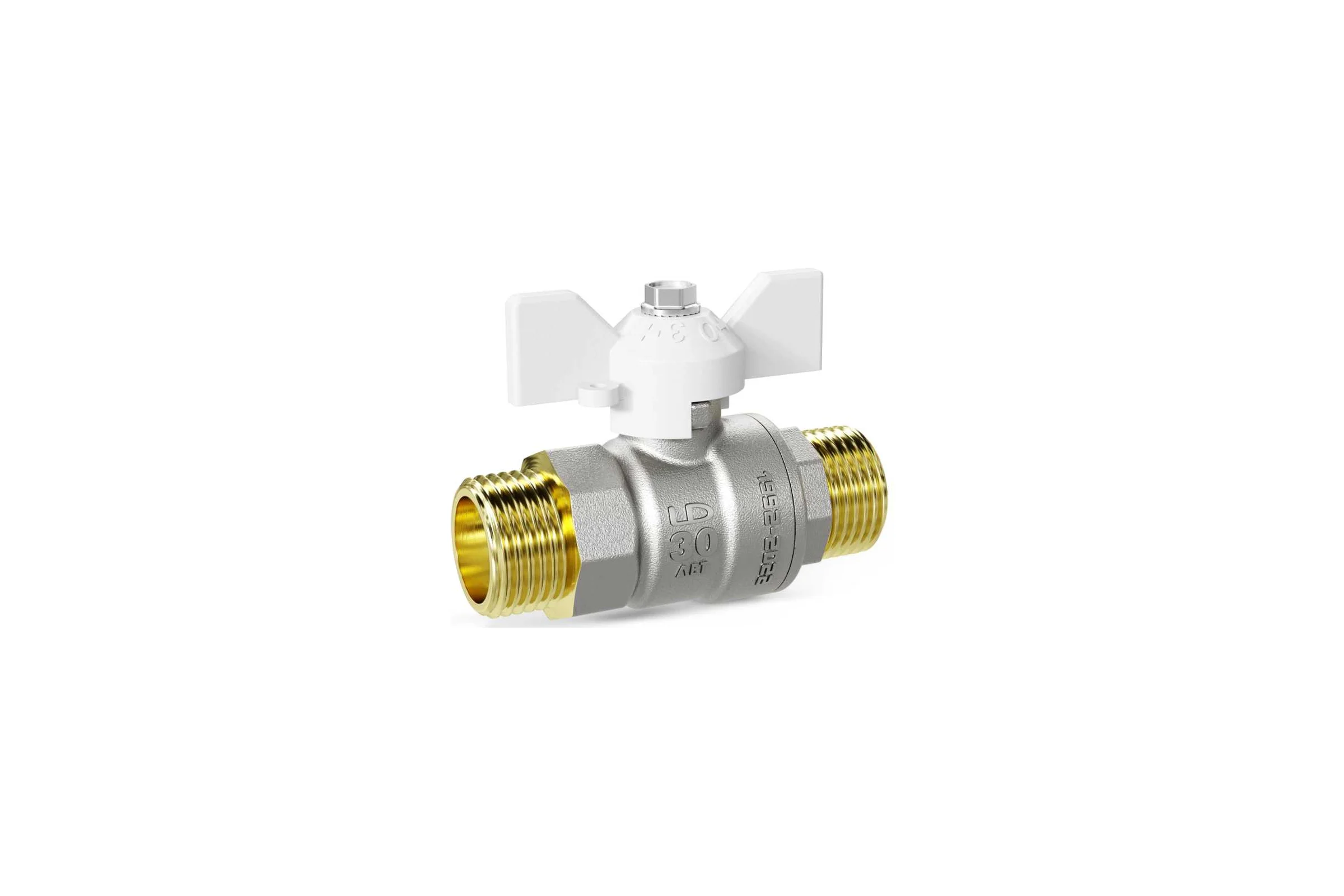 Кран шаровой латунный LD PRIDE 47.20.Н-Н.Б Ду 20 Ру 40 бабочка (white) с биркой LD 47.314.20 W