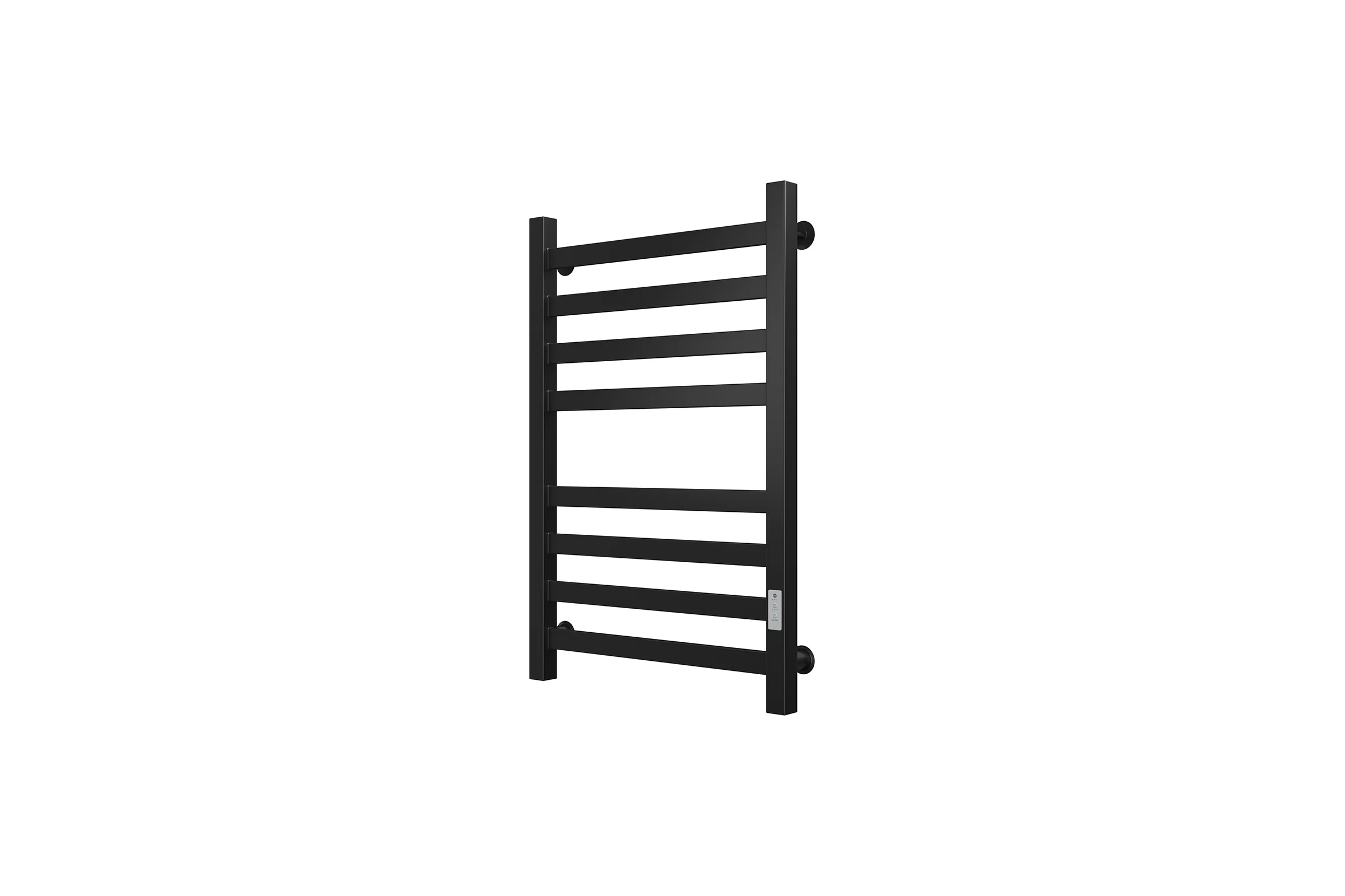 Полотенцесушитель электрический профильный Bauedge BAU В81/10 40х80, 2 вставки 4х4, размер 30x10, черный матовый RAL 9005 с таймером, универсальное подключение M0107U