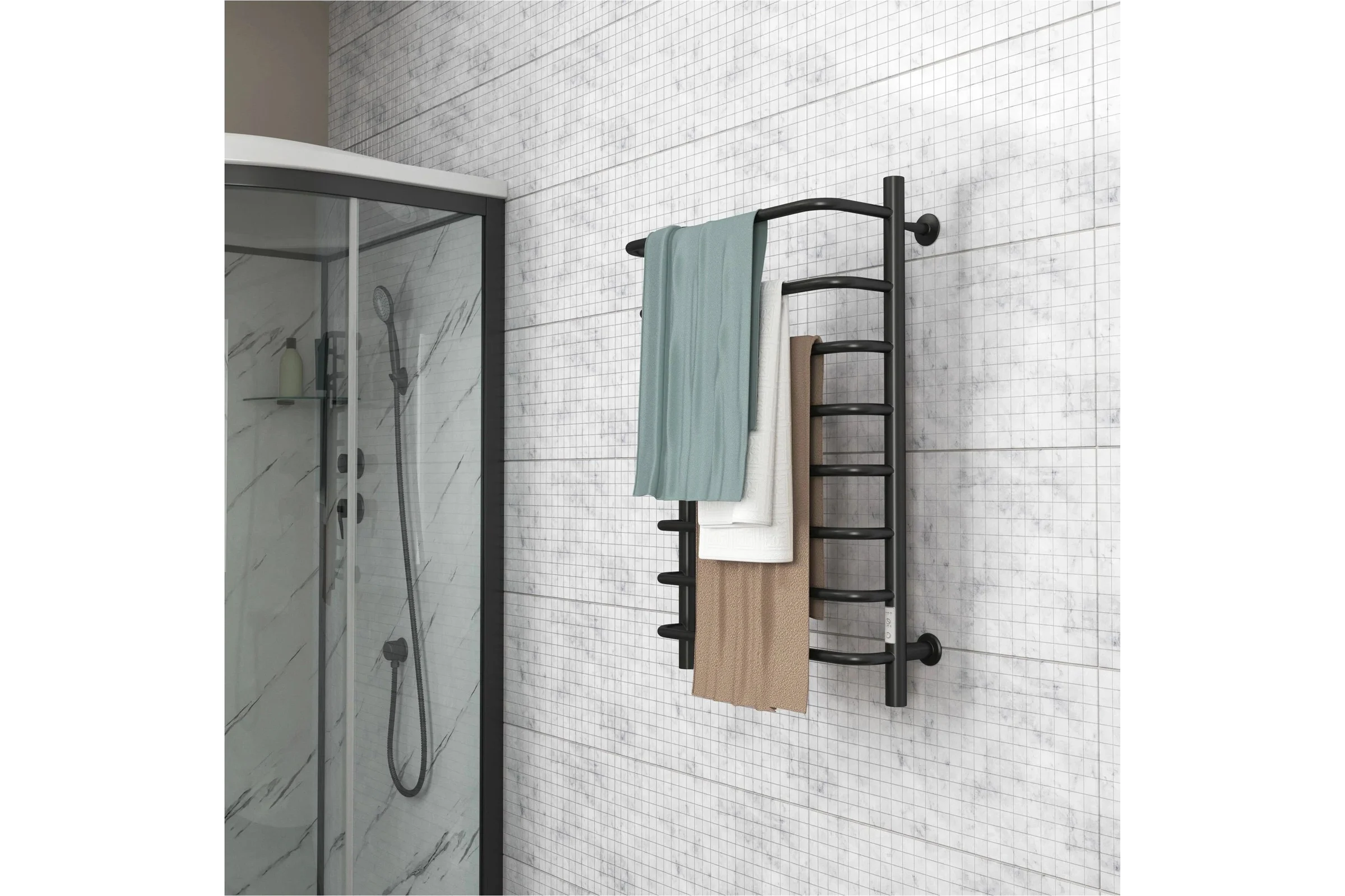 Полотенцесушитель электрический Bauedge BAU В8 Каскад 50х80, П8 с таймером справа, черный матовый RAL 9005 M0076