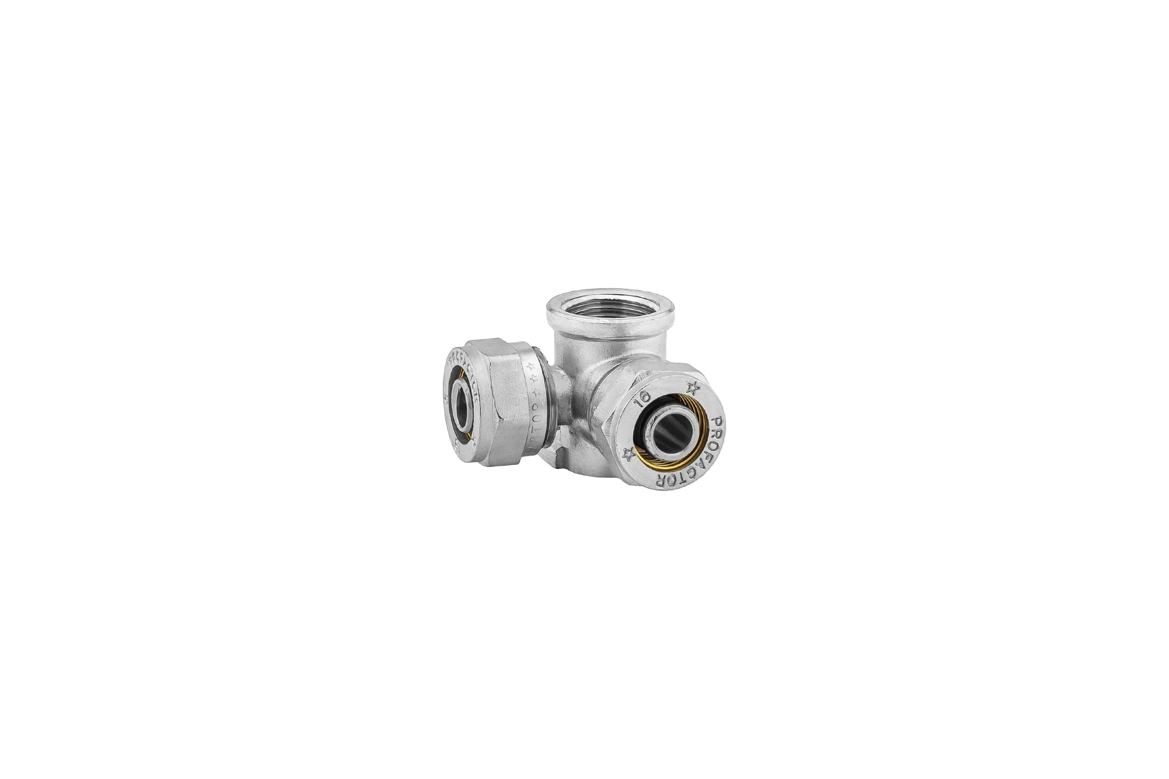 Тройник с креплением угловой обжимной PROFACTOR ц/в/ц 16х1/2"х16 PF PF 499