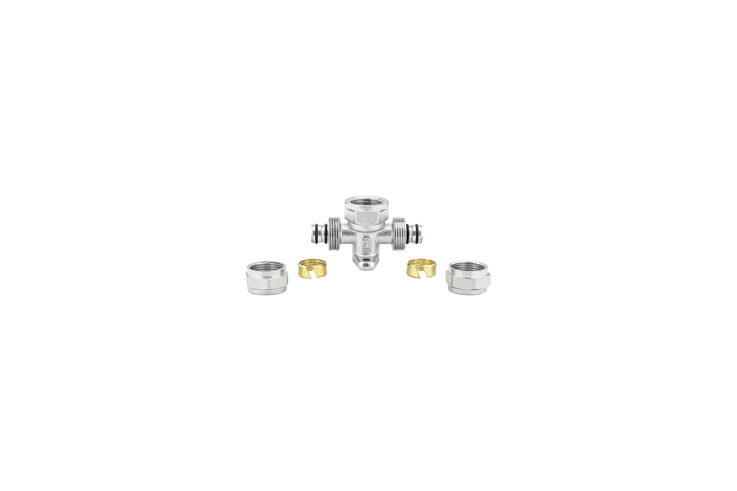 Тройник с креплением прямой обжимной PROFACTOR ц/в/ц 16х1/2"х16 PF PF 498
