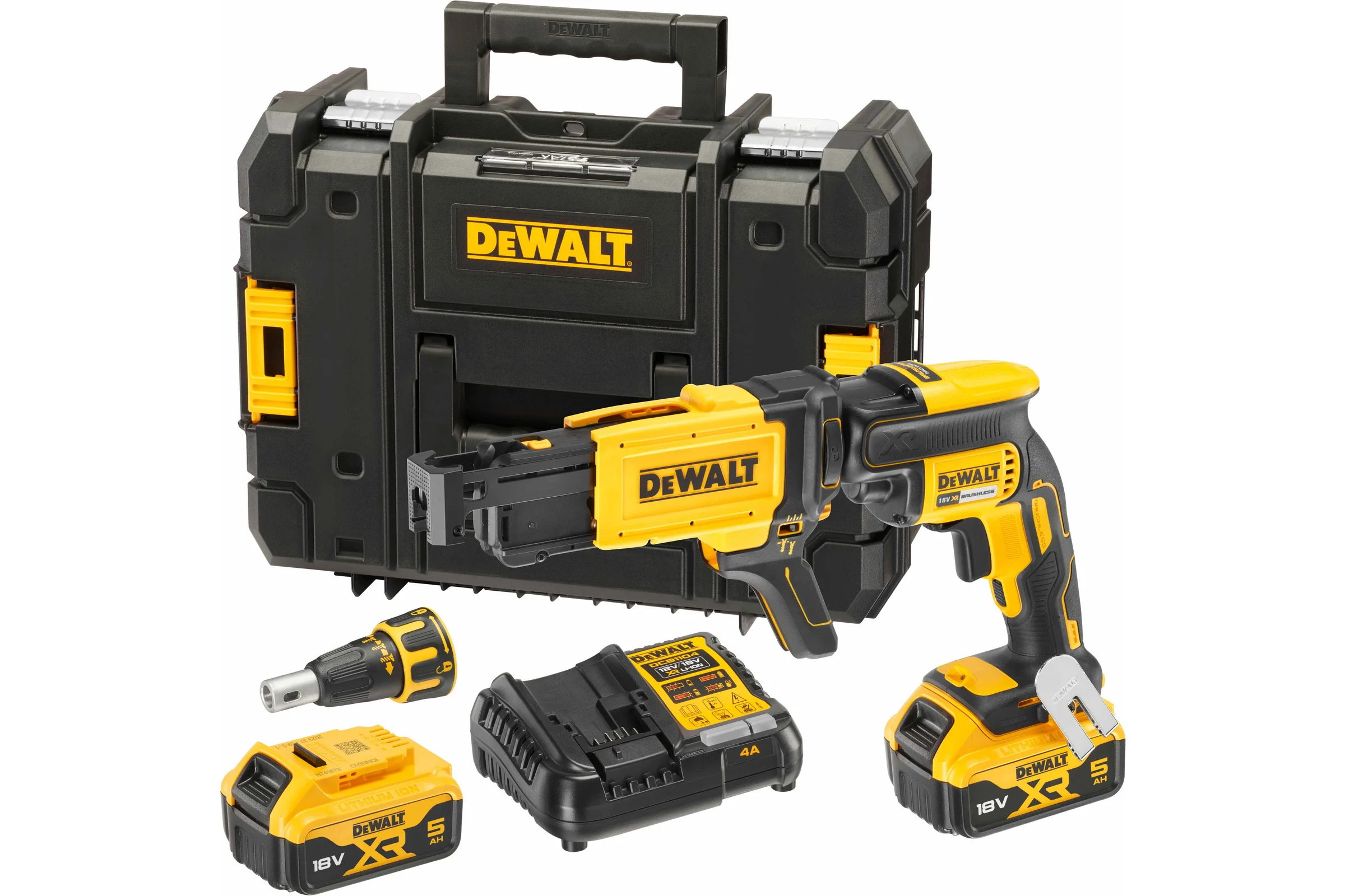 Аккумуляторный ленточный шуруповерт DEWALT DCF620P2K, 18 В, 30 Нм, 4400 об/мин, с 2 АКБ 5 Ач и ЗУ, в кейсе TSTAK DCF620P2K-QW