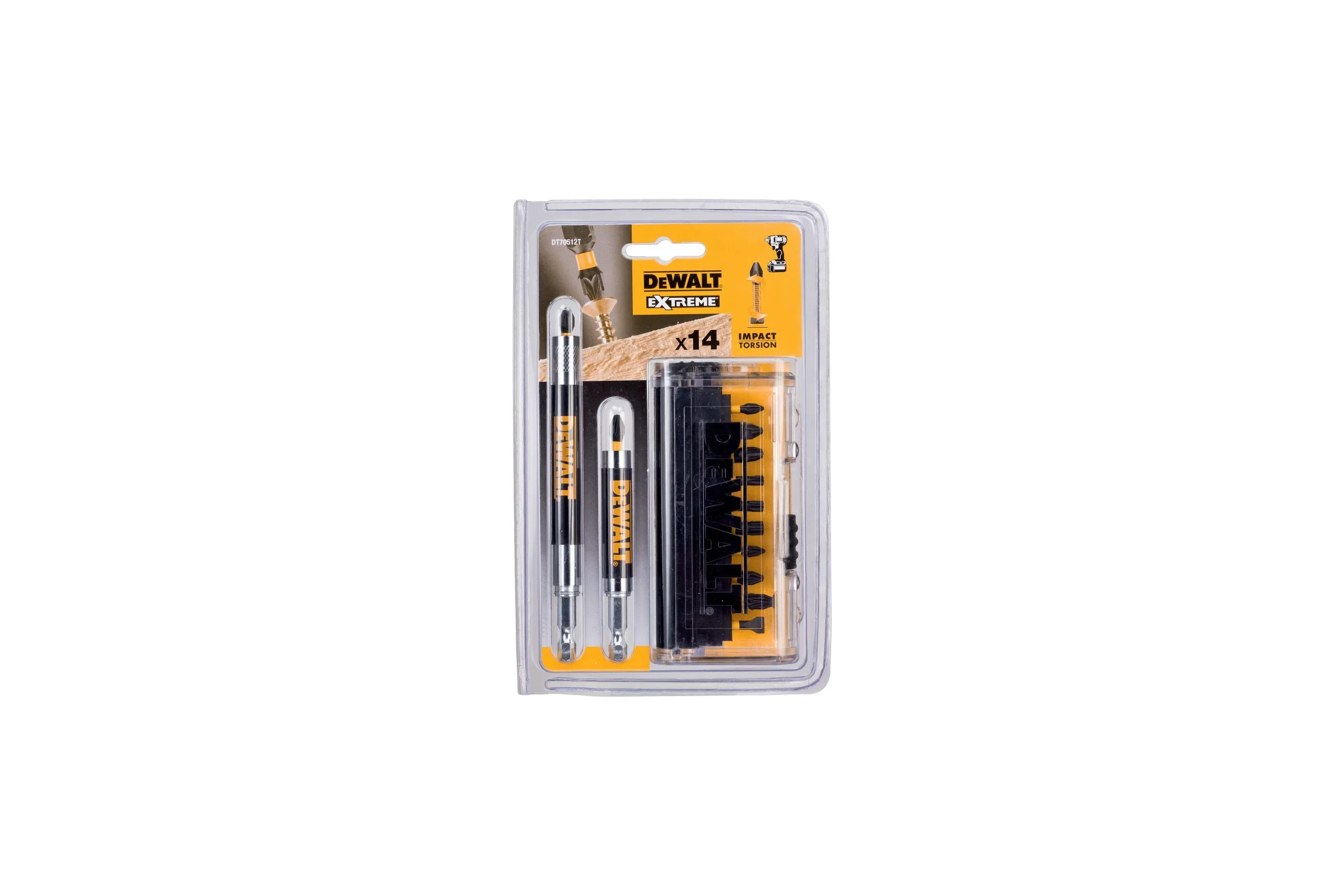 Бита DEWALT PH1, PH2, PH3, PZ1, PZ2, PZ3, SL6, T20, T25, T30, 25 мм, 14 шт DT70512T-QZ