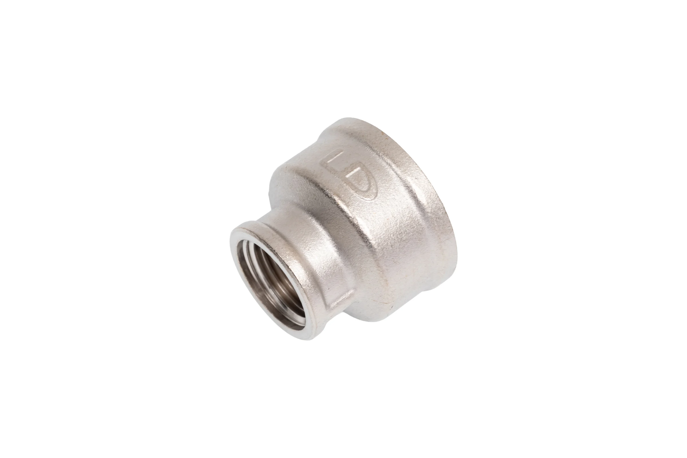 Муфта переходная LD PRIDE DN25х15 (1"ВР х 1/2"ВР) латунь никель с биркой LD.67.526.25x15