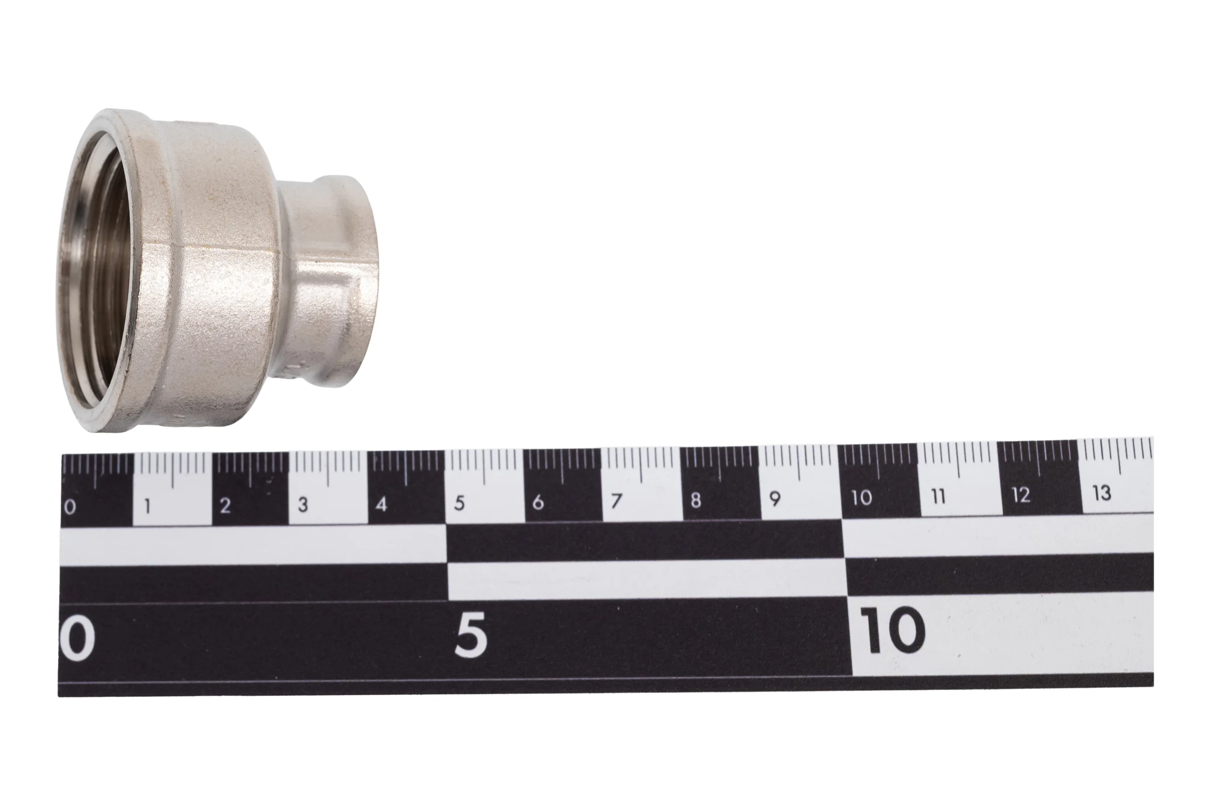 Муфта переходная LD PRIDE DN25х15 (1"ВР х 1/2"ВР) латунь никель с биркой LD.67.526.25x15