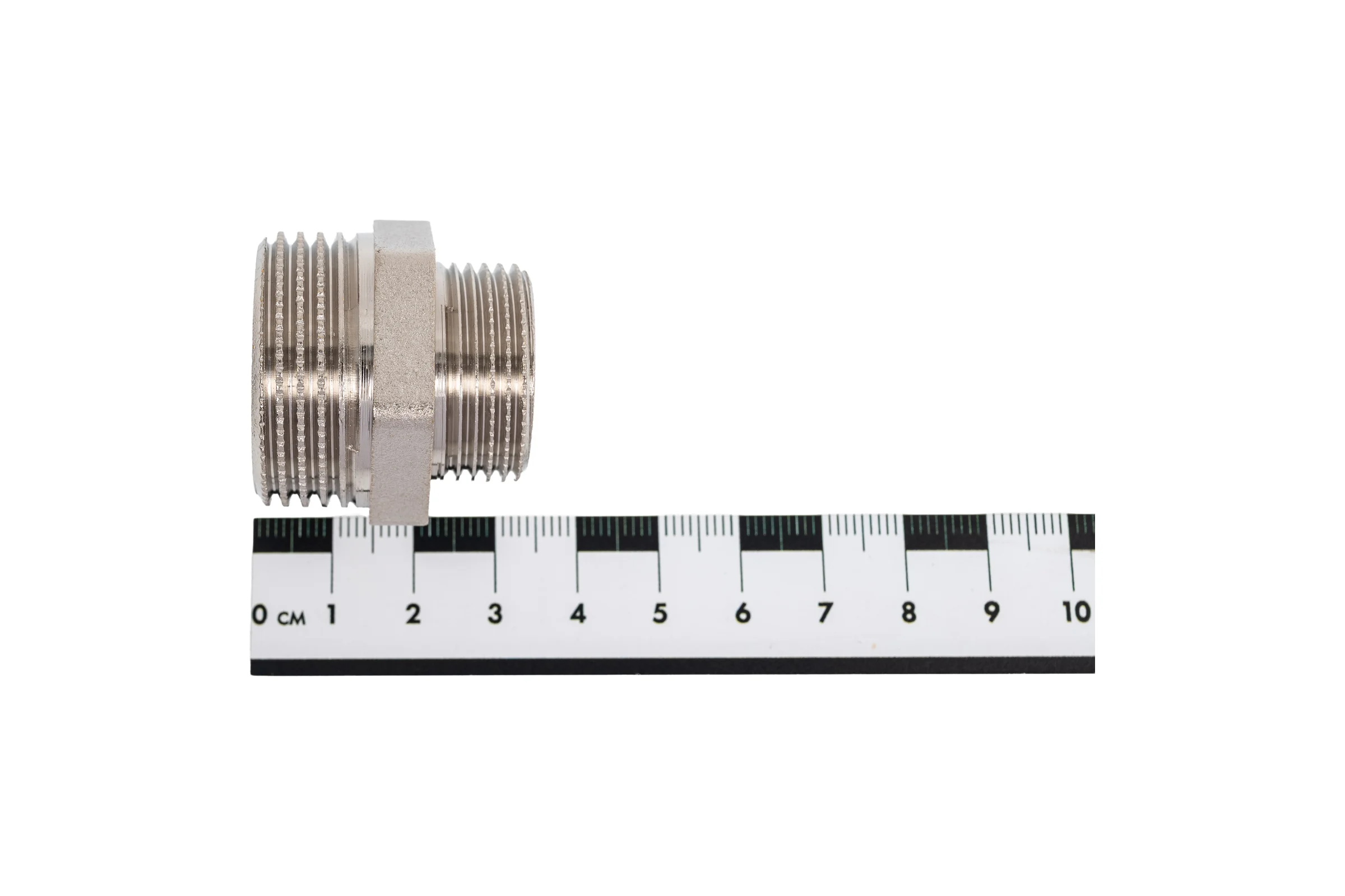 Ниппель переходной LD PRIDE DN25х20 (1"НР х 3/4"НР) латунь никель с биркой LD.67.513.25х20