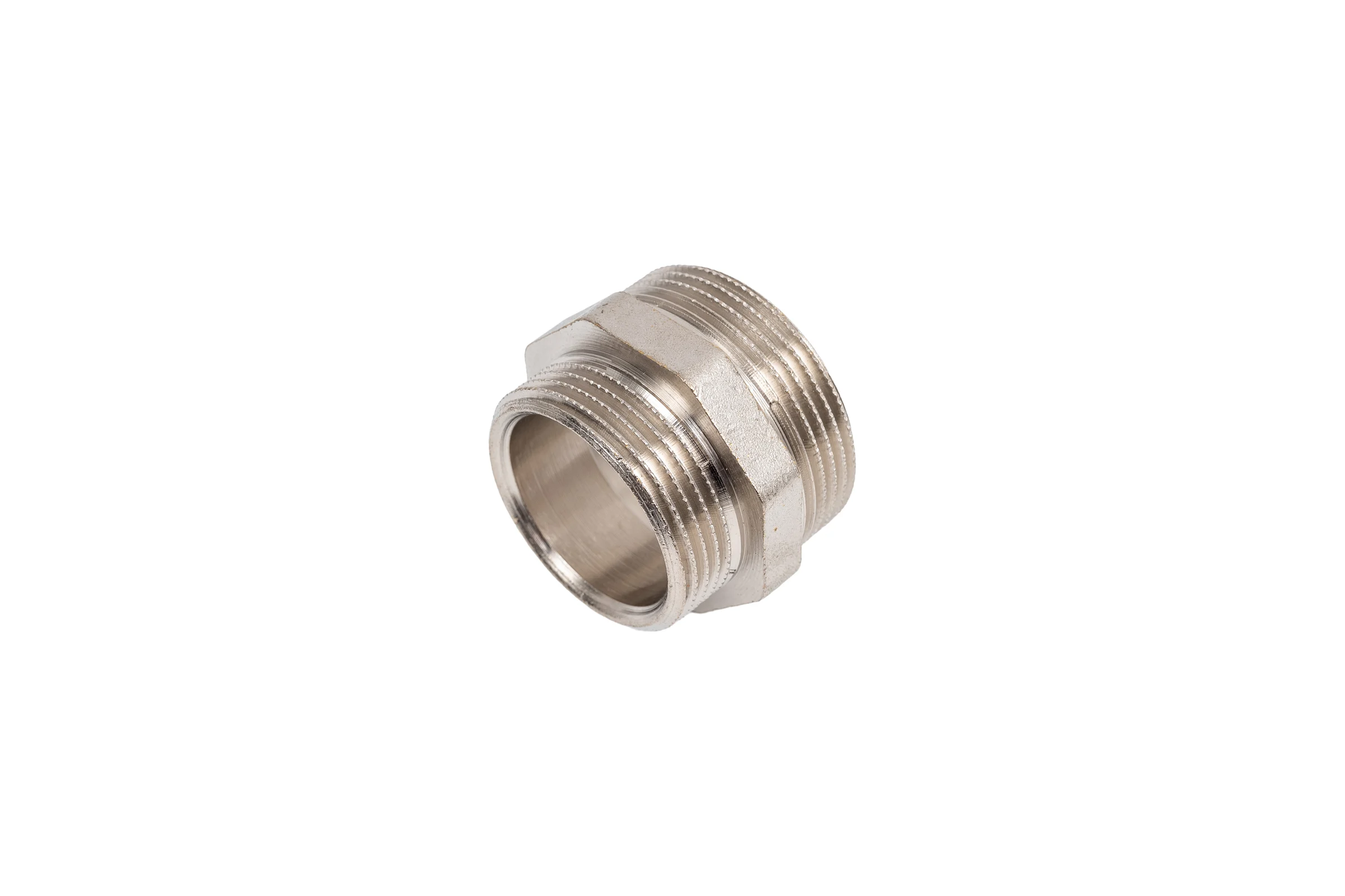 Ниппель переходной LD PRIDE DN40х32 (1 1/2"НР х 1 1/4"НР) латунь никель с биркой LD.67.513.40х32