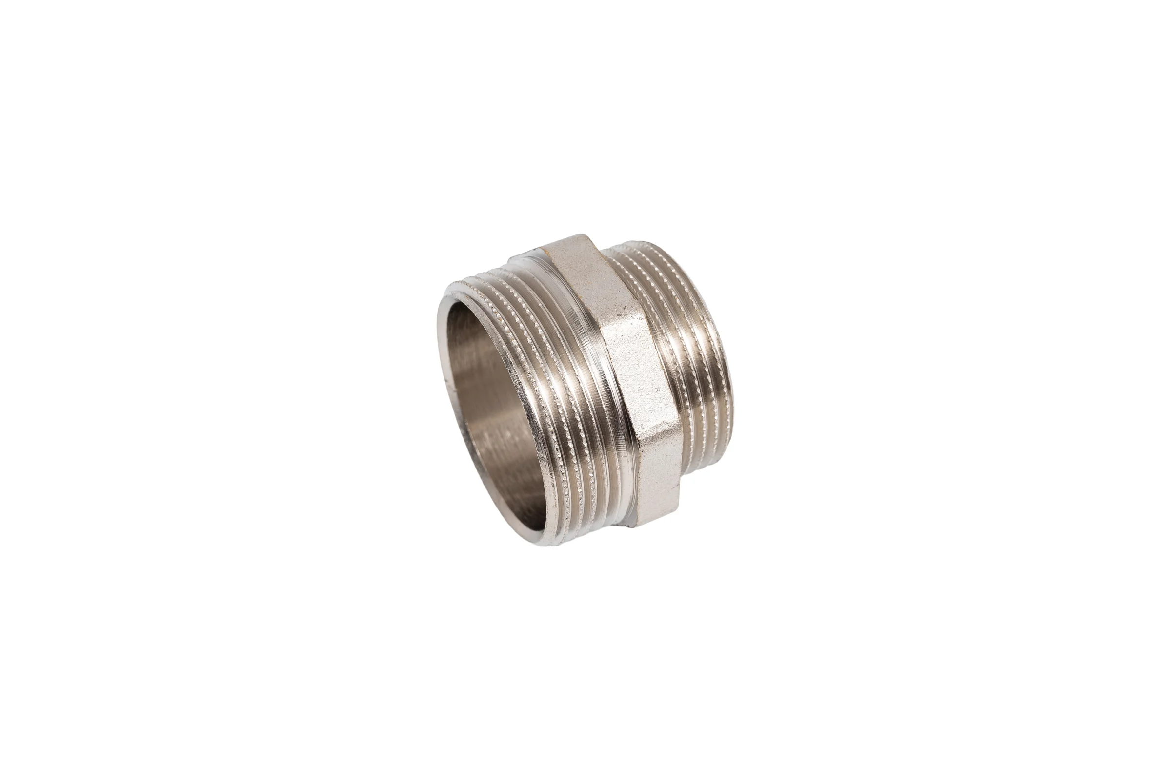 Ниппель переходной LD PRIDE DN40х32 (1 1/2"НР х 1 1/4"НР) латунь никель с биркой LD.67.513.40х32