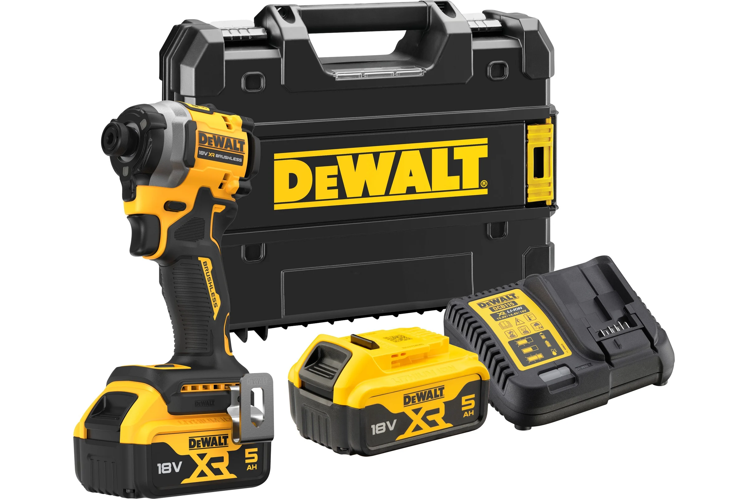 Аккумуляторный шуруповерт DEWALT DCF850P2T, 18 В, 206.2 Нм, 3800 уд/мин, с 2 АКБ 5 Ач и ЗУ, в кейсе TSTAK DCF850P2T-QW