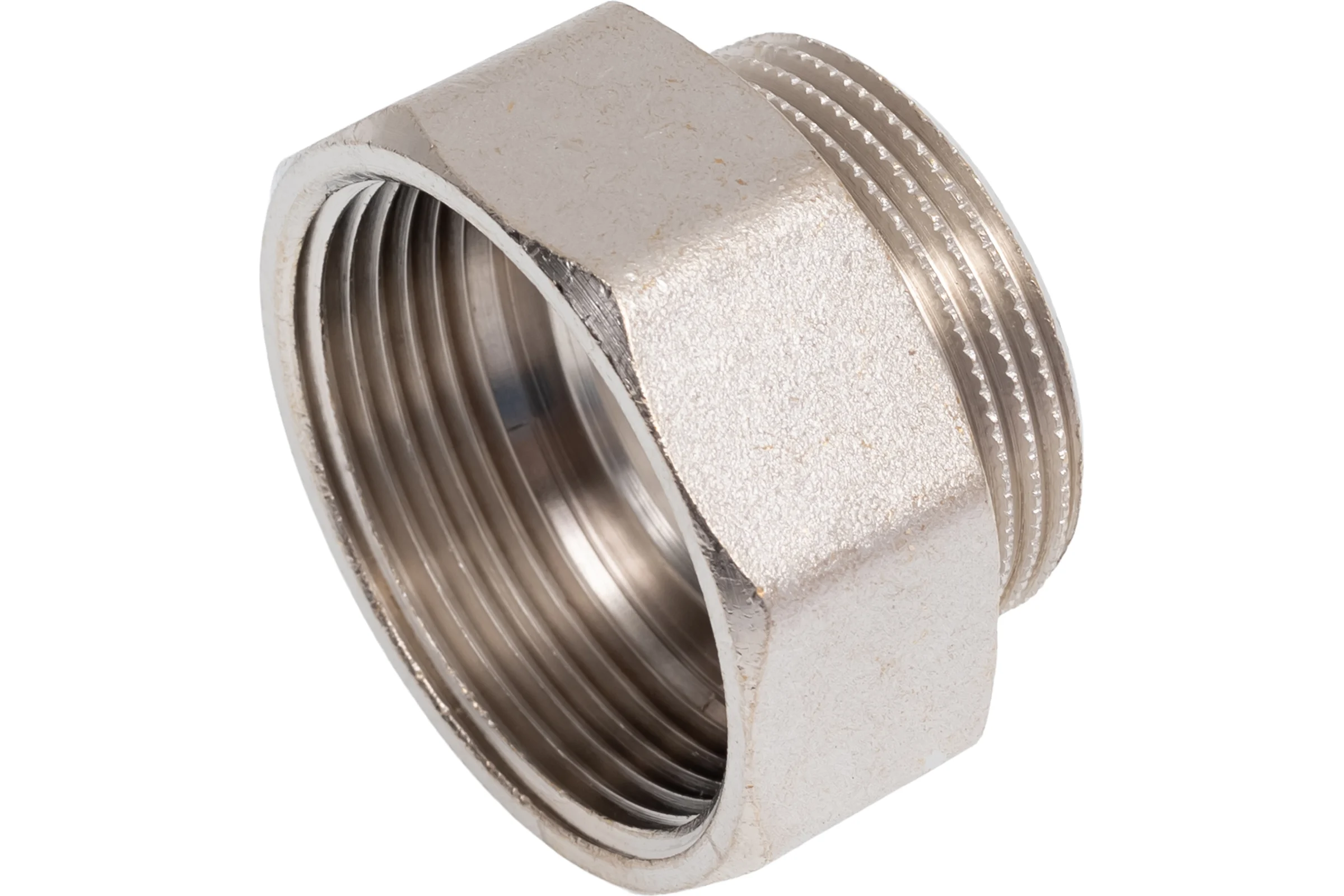 Переход LD PRIDE DN40х32 (1 1/2"ВР х 1 1/4"НР) латунь никель с биркой LD.67.519.40х32