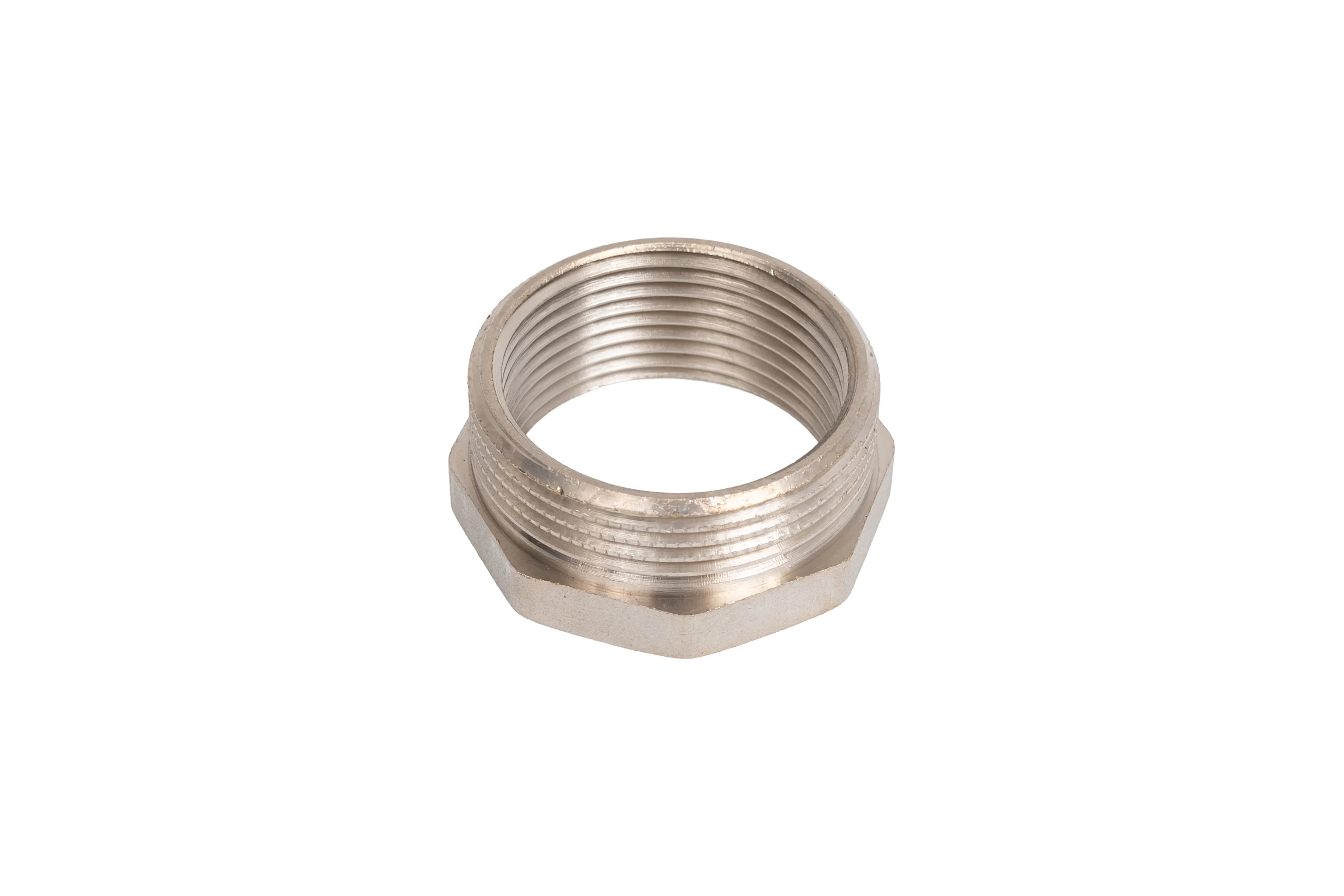 Футорка LD PRIDE DN40х32 (1 1/2"НР х 1 1/4" ВР) латунь никель с биркой LD.67.517.40х32
