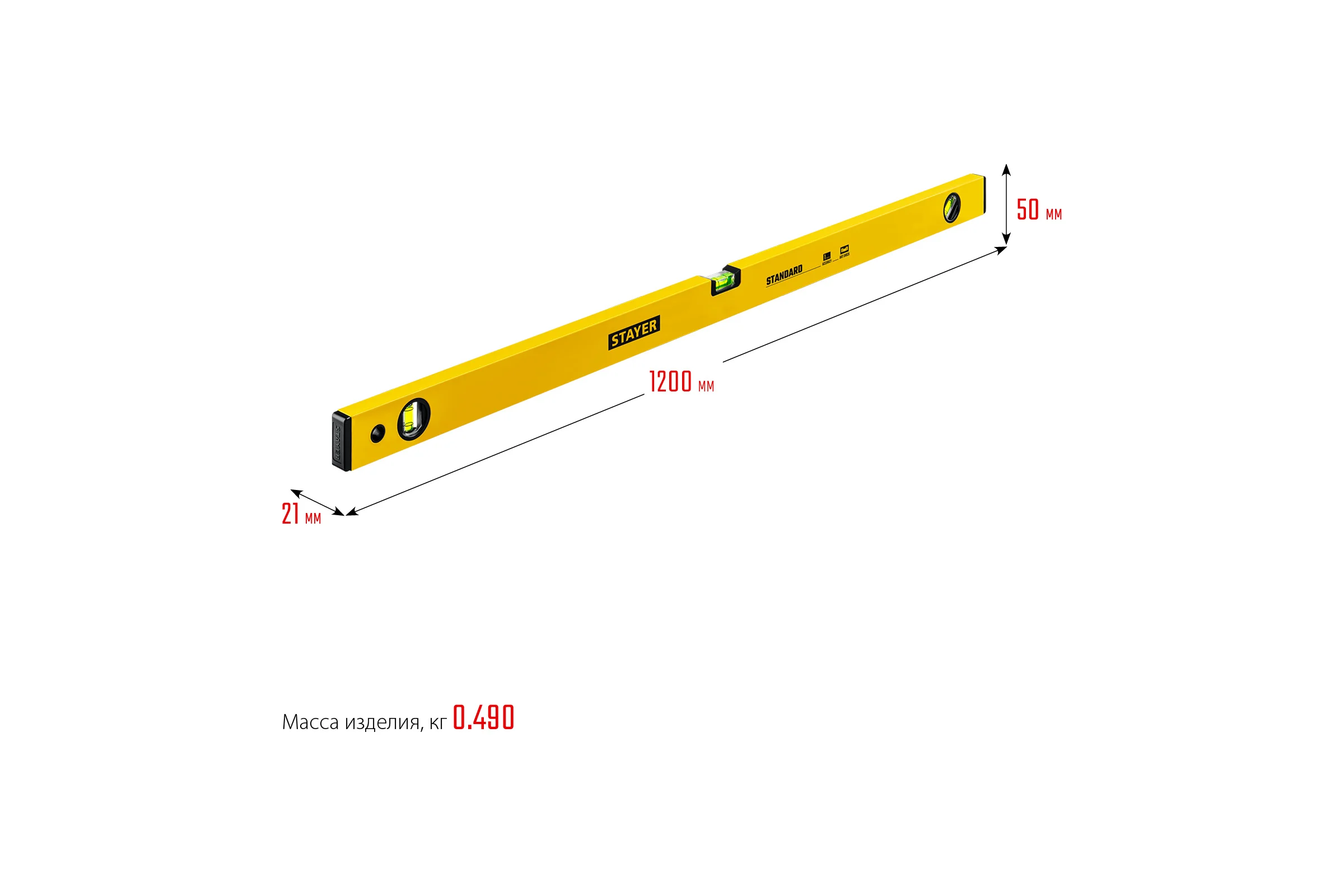Уровень STAYER Standart 1200 мм строительный 3460-120_z04