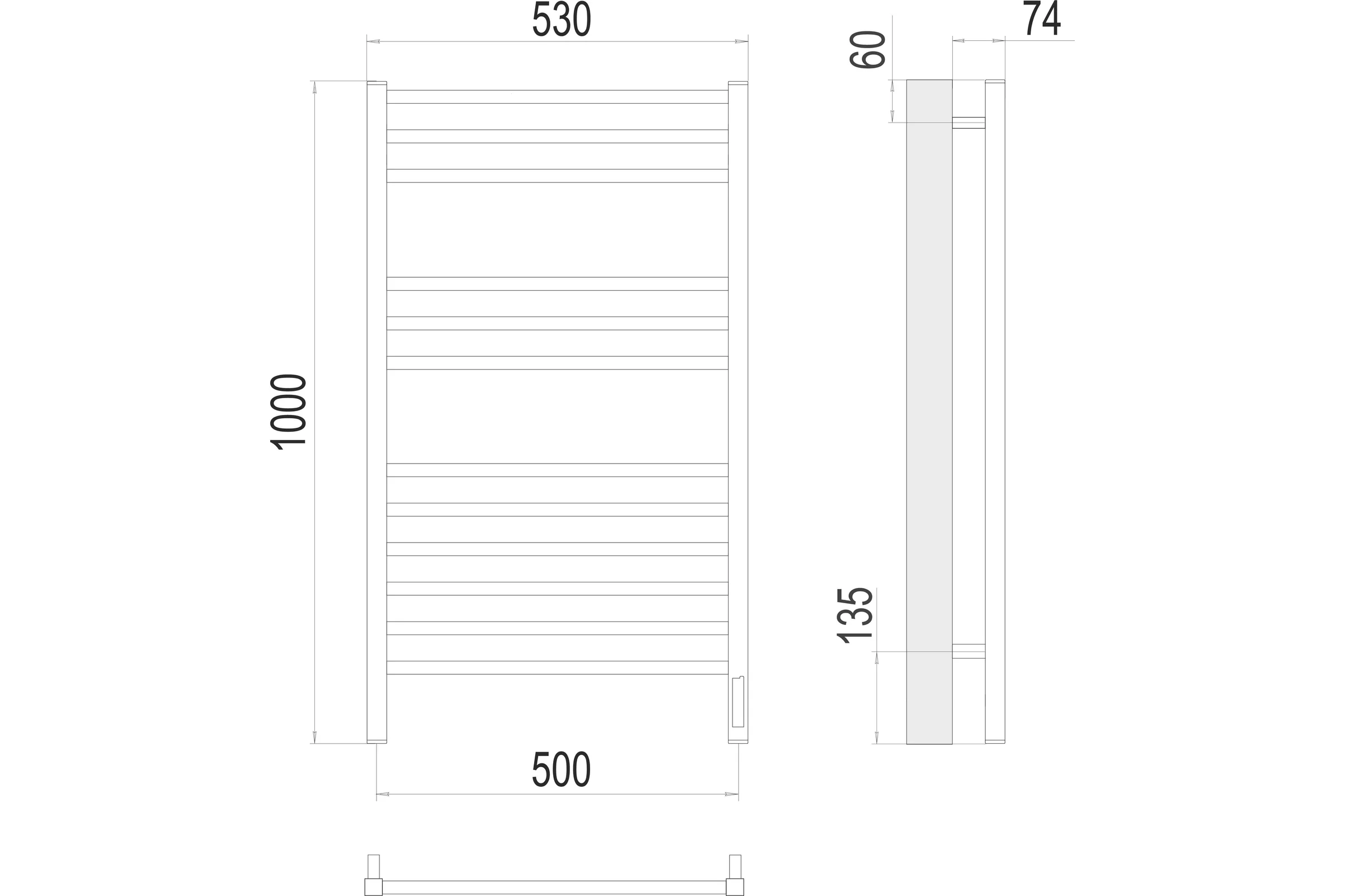 Полотенцесушитель Terminus Ватикан П12 500x1000 sensor quick touch 4670078526205