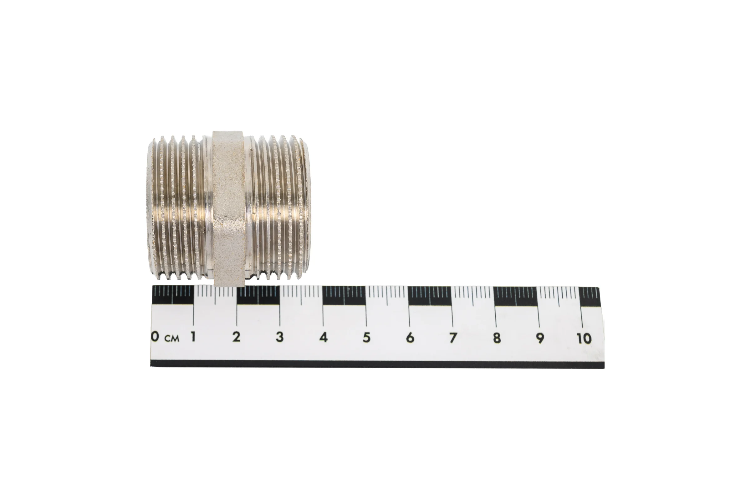 Ниппель прямой LD Pride DN25 (1") НР/НР латунь никель с биркой LD.67.511.25