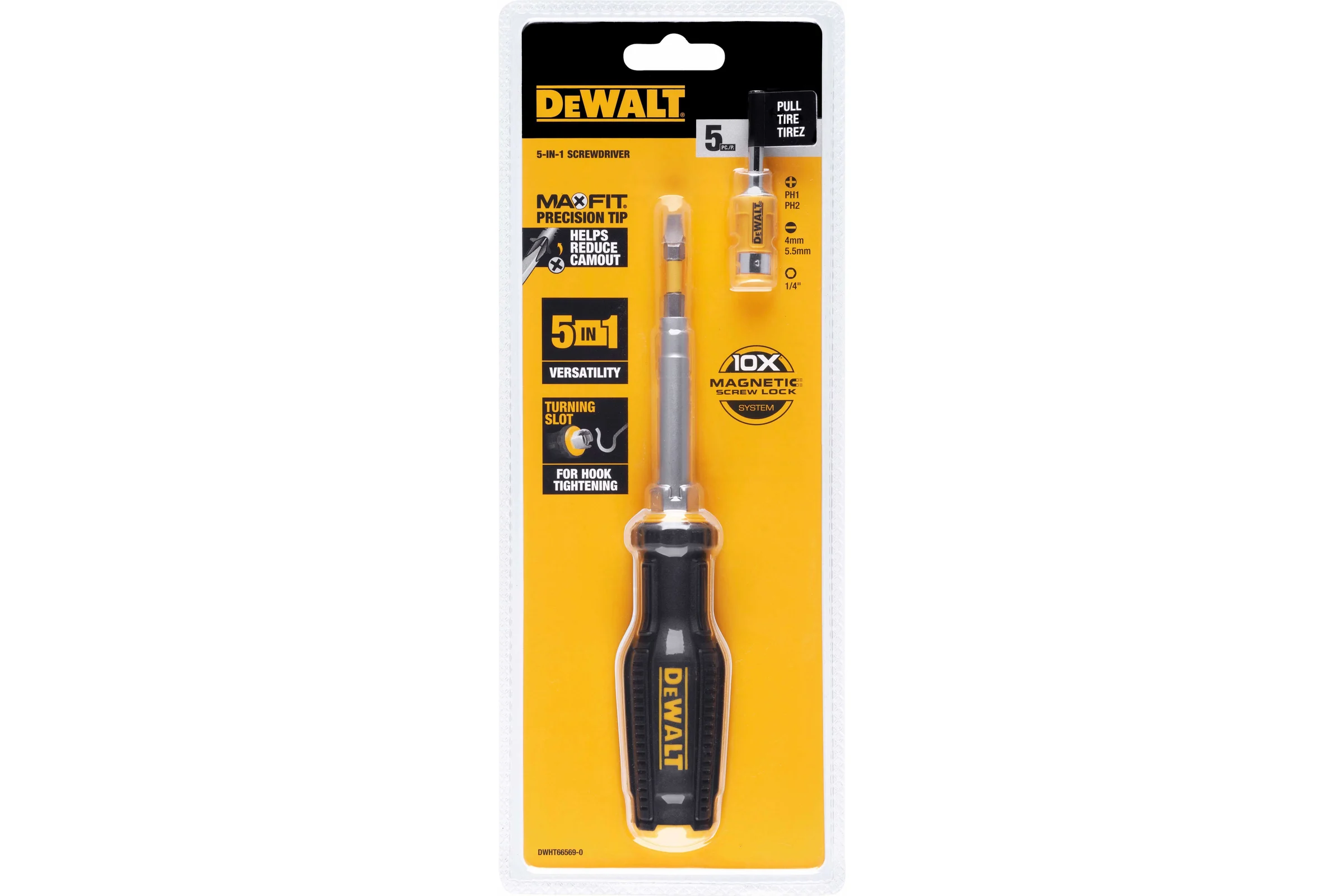 Отвертка Dewalt 5 в 1, со сменными битами DWHT66569-0
