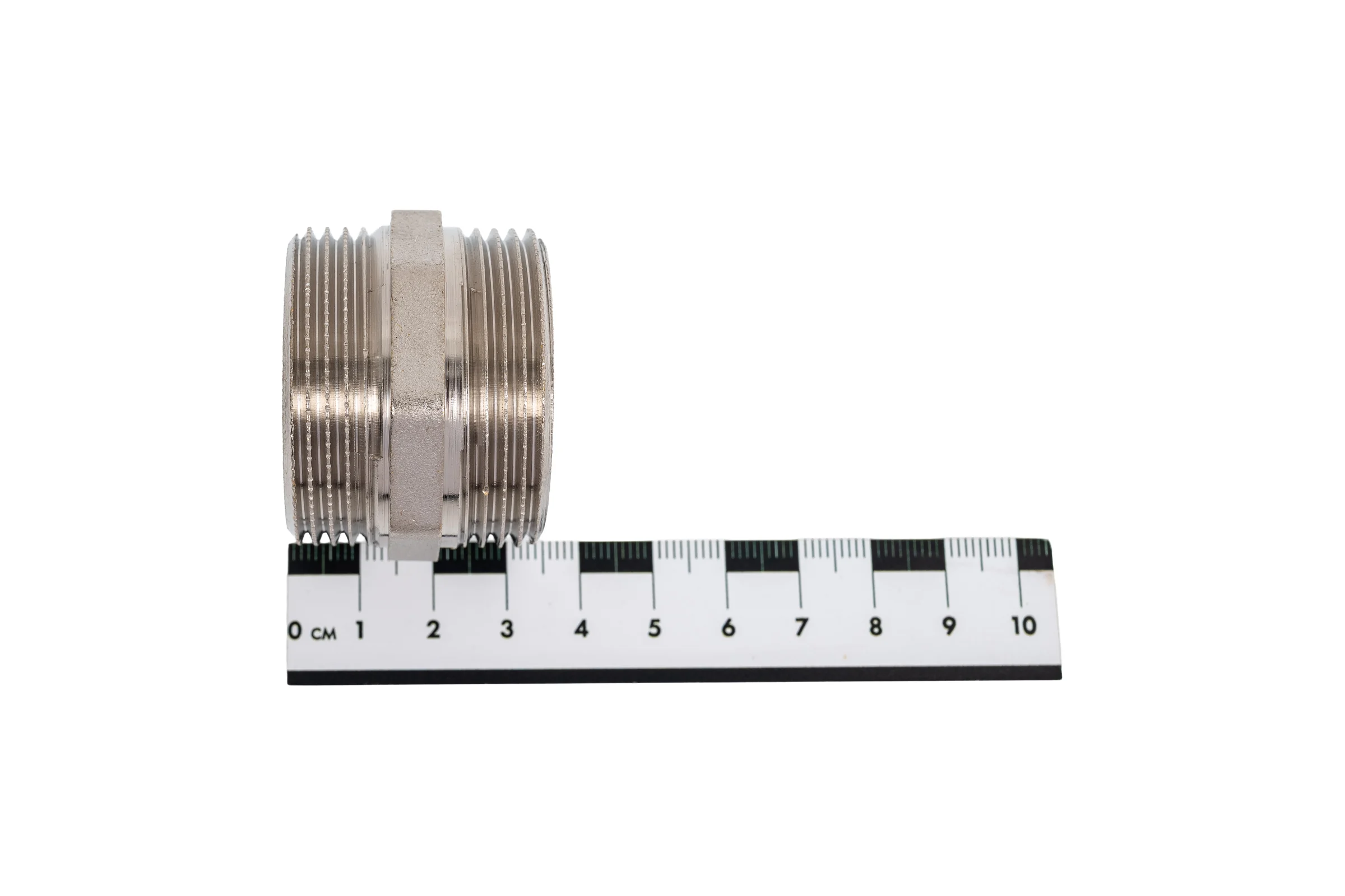 Ниппель прямой LD PRIDE DN32 (1 1/4") НР/НР латунь никель с биркой LD.67.511.32