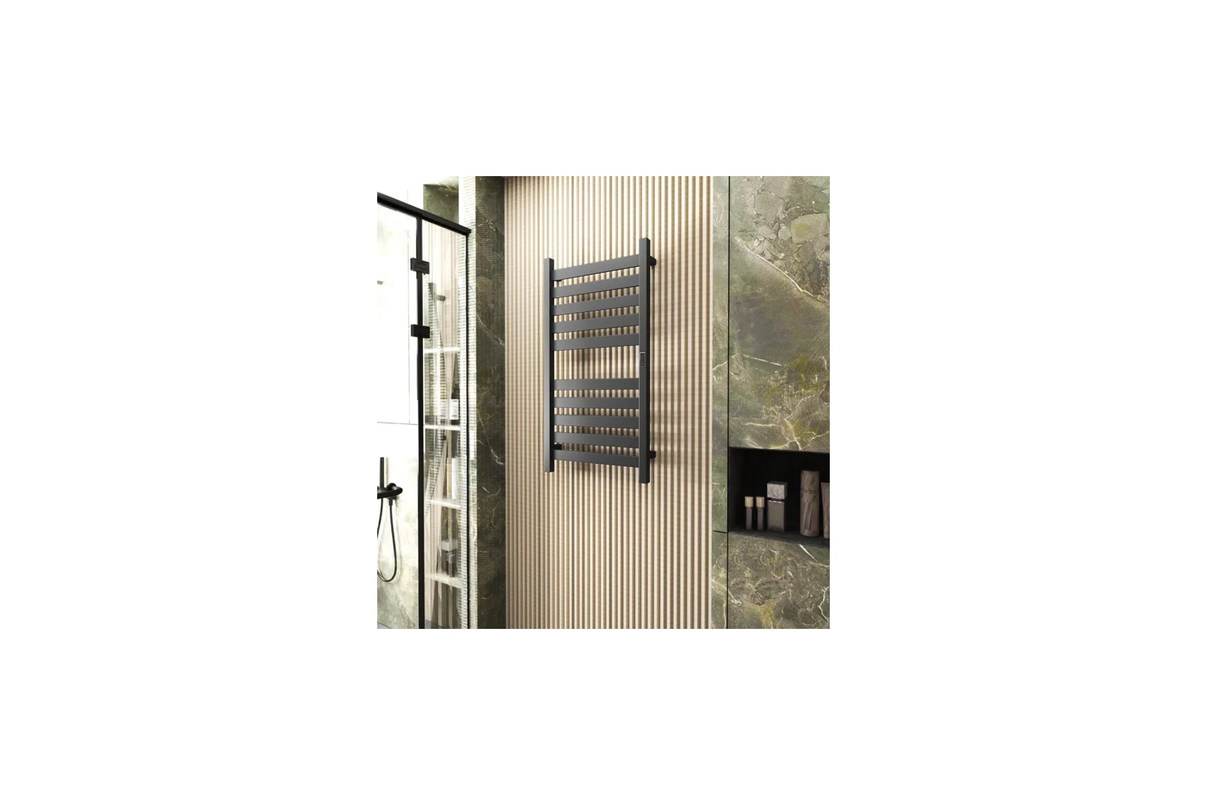 Полотенцесушитель дизайнерский электрический Bauedge профильный BAU Elite Gun Grey 50x100, 10 планок, универсальный, темно-серый металлик DB-0098