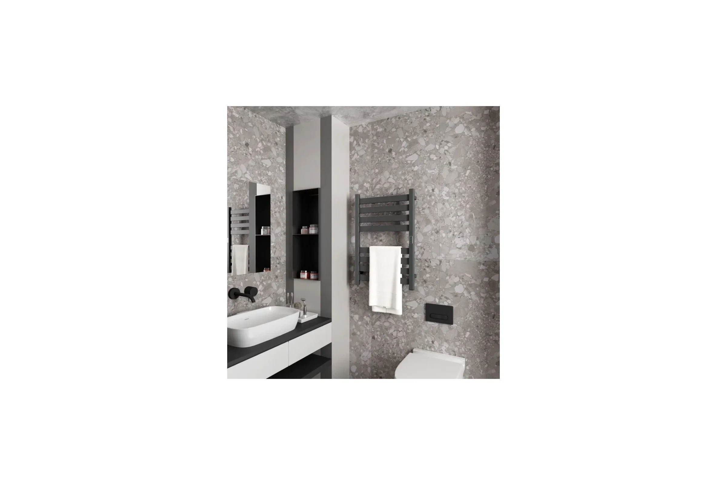 Полотенцесушитель дизайнерский электрический Bauedge профильный BAU Elite Gun Grey 50x80, 8 планок, универсальный, темно-серый металлик DB-0099