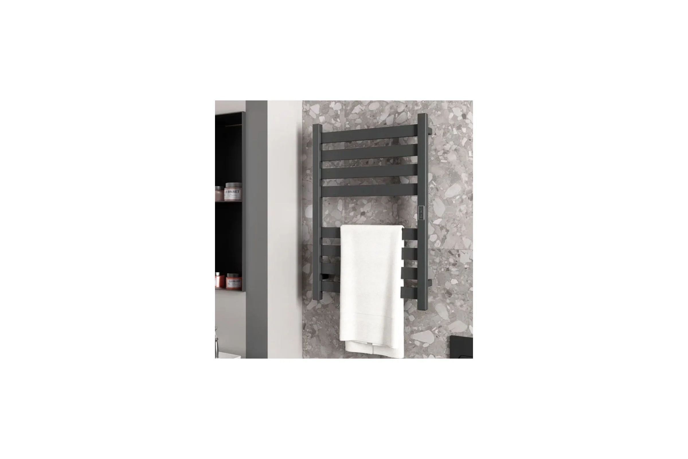 Полотенцесушитель дизайнерский электрический Bauedge профильный BAU Elite Gun Grey 50x80, 8 планок, универсальный, темно-серый металлик DB-0099
