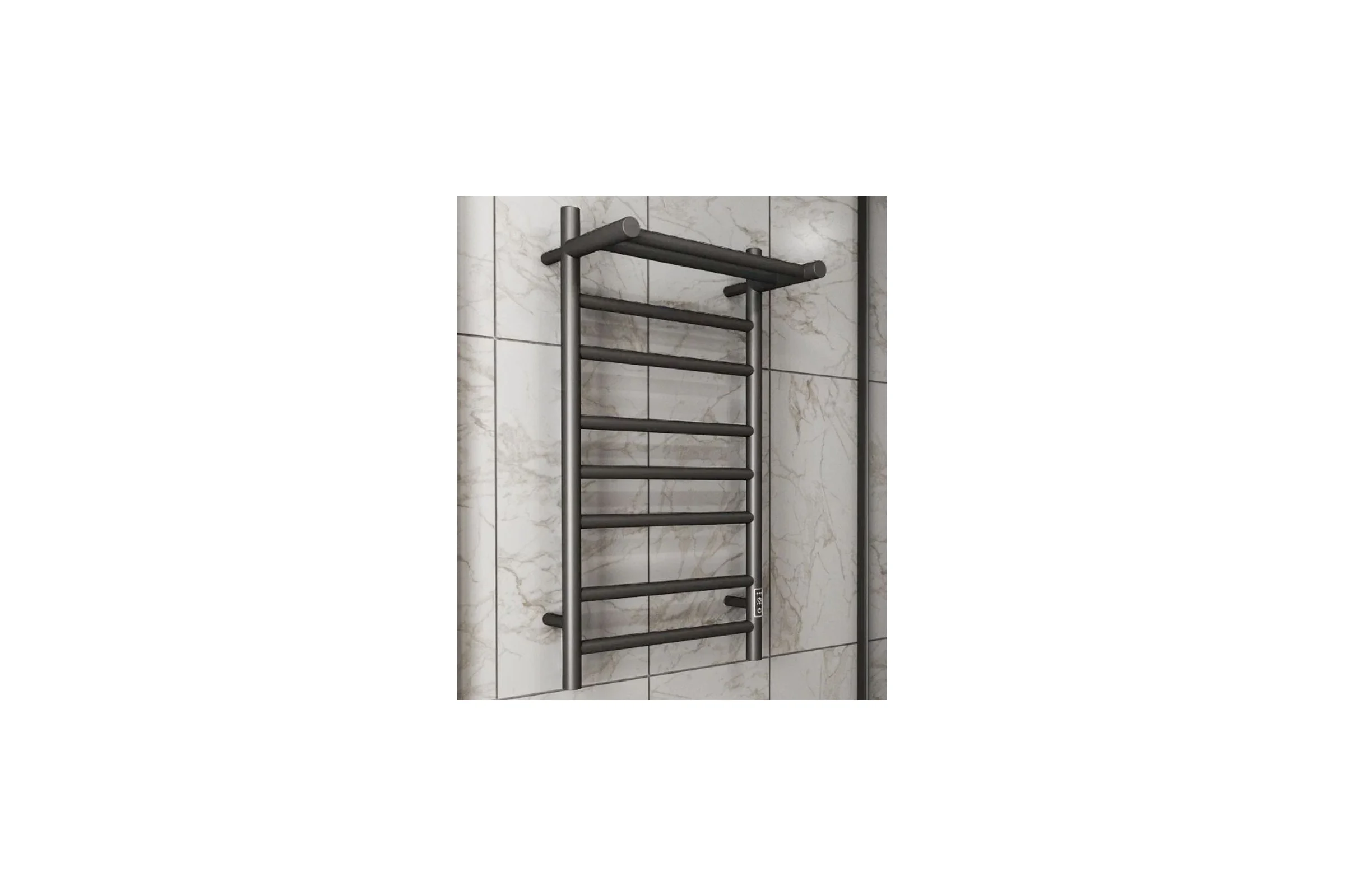 Полотенцесушитель электрический Bauedge с полкой BAU Stil Shelf Gun Grey 40x80, 7 планок, универсальный, темно-серый металлик DB-0092