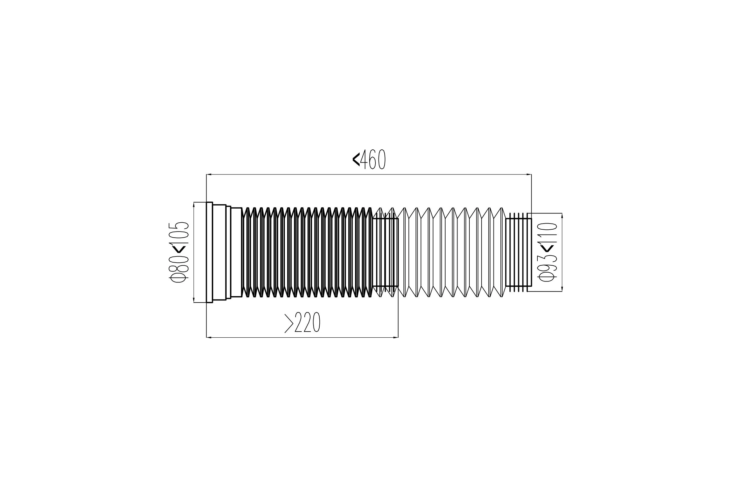 Отвод для унитаза Bauedge BAU Dream гофрированный, L250-460 мм, D110 мм WR0020