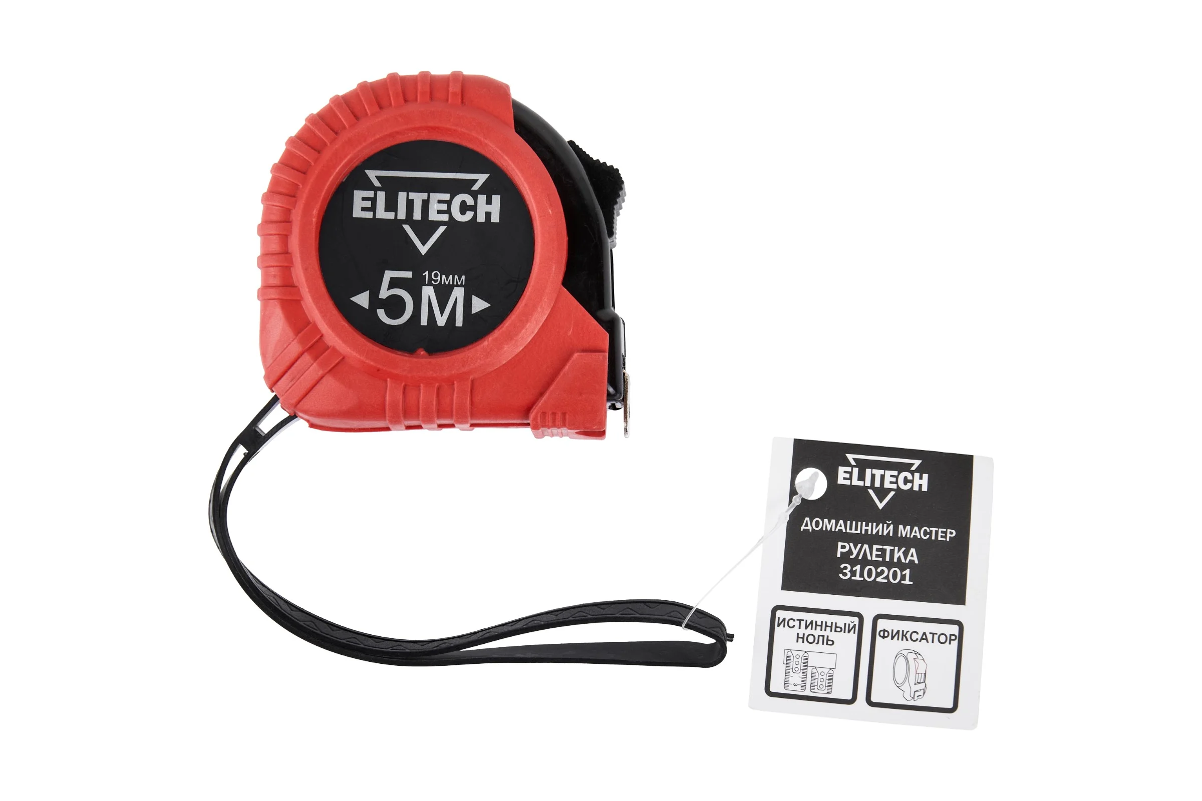Рулетка Elitech 5 м, 19 мм, обрезиненный корпус 310201 ДМ 207186