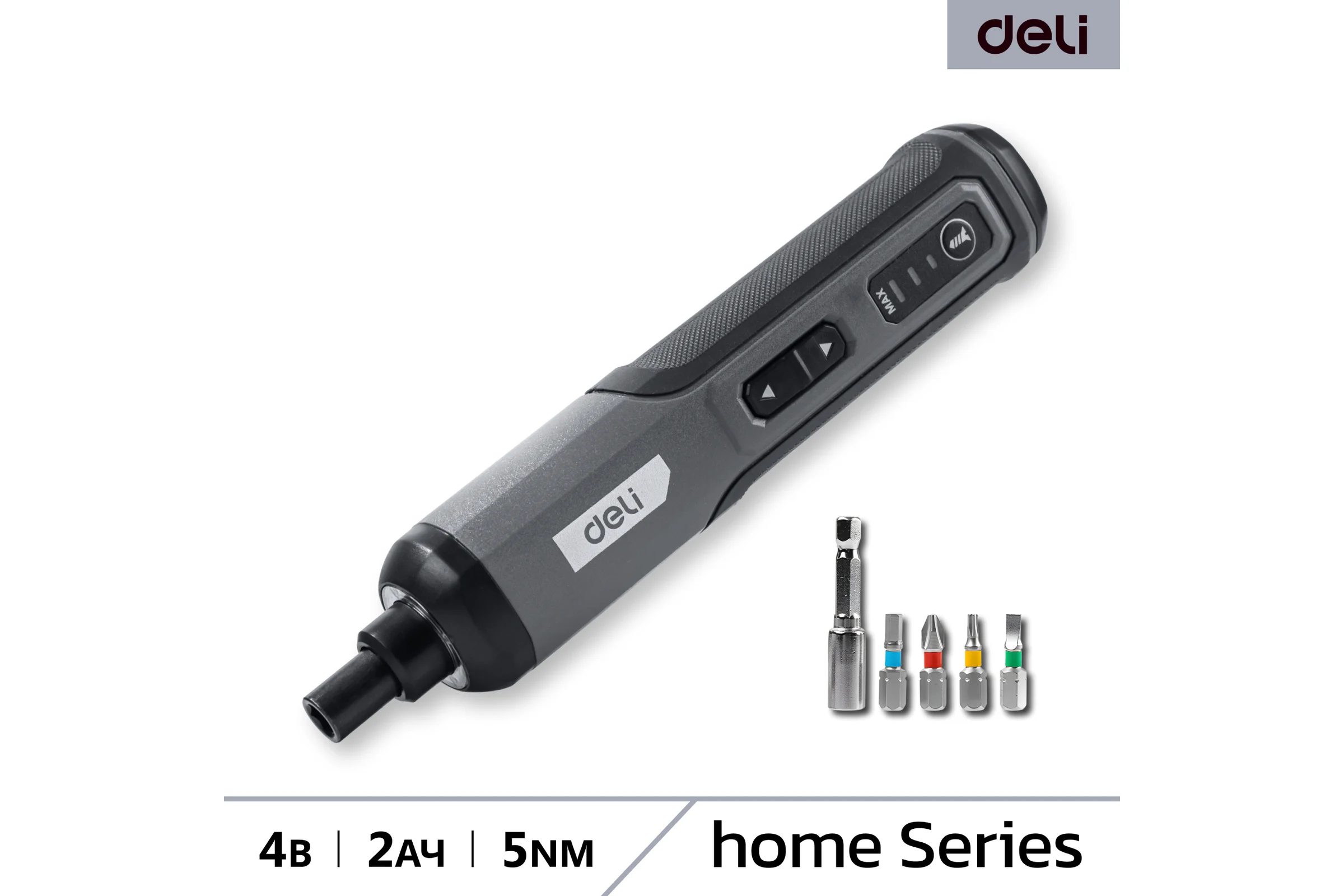 Отвертка аккумуляторная DELI DC160 (4В х 2Ач, 5Нм, 300об/мин, Type-C, набор бит 4 шт, коробка) 162800