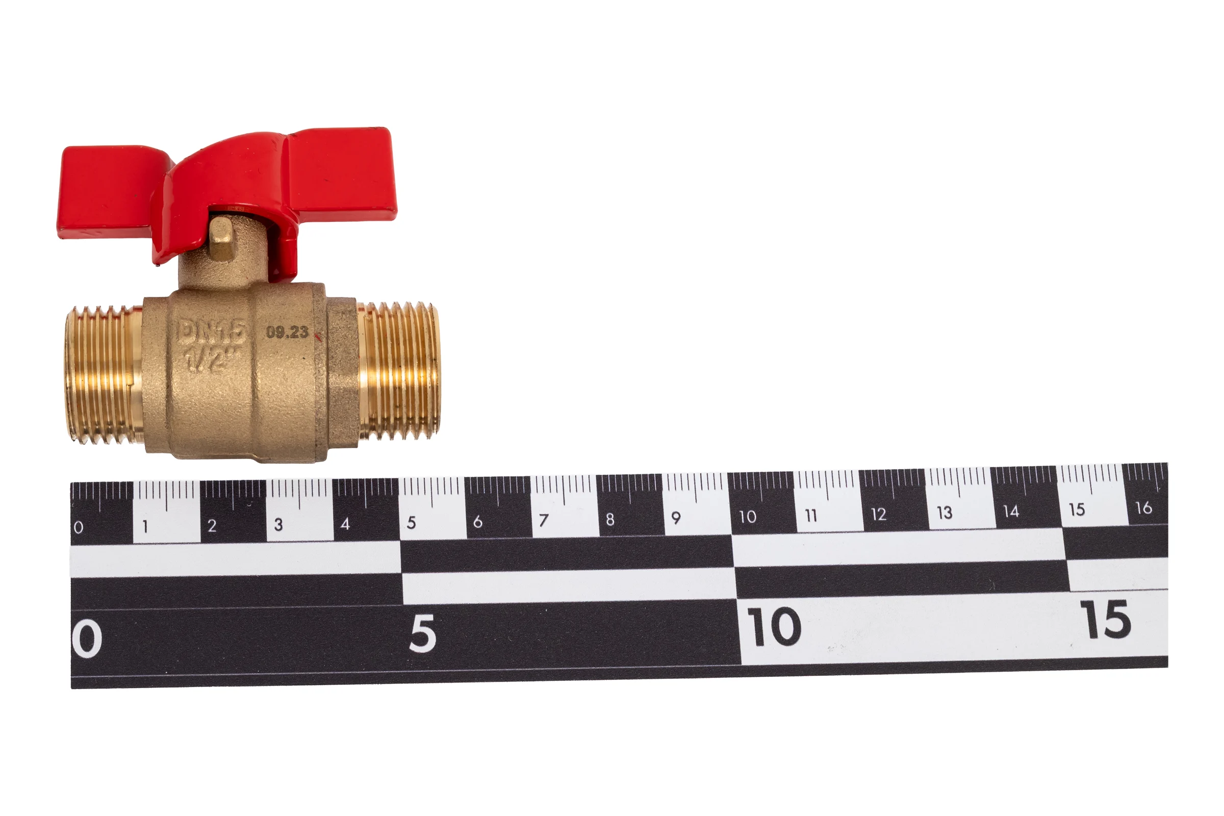 Кран шаровой Doron 1/2" Н-Н бабочка штуцер-штуцер (10/200) 8415