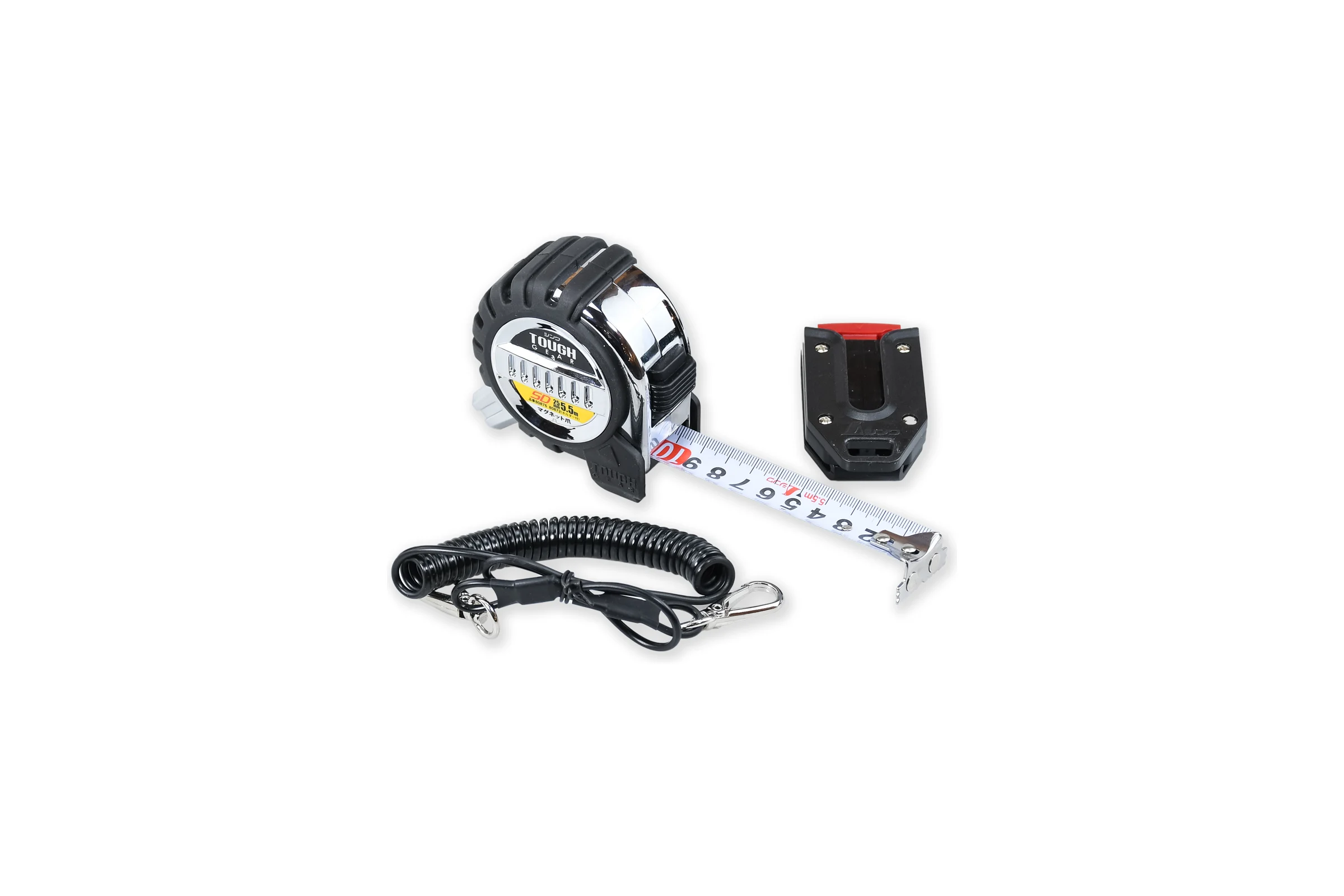 Рулетка измерительная Shinwa Tough Gear SD 5.5 м, 25 мм, с магнитным зацепом, со спиральным шнурком М00021646
