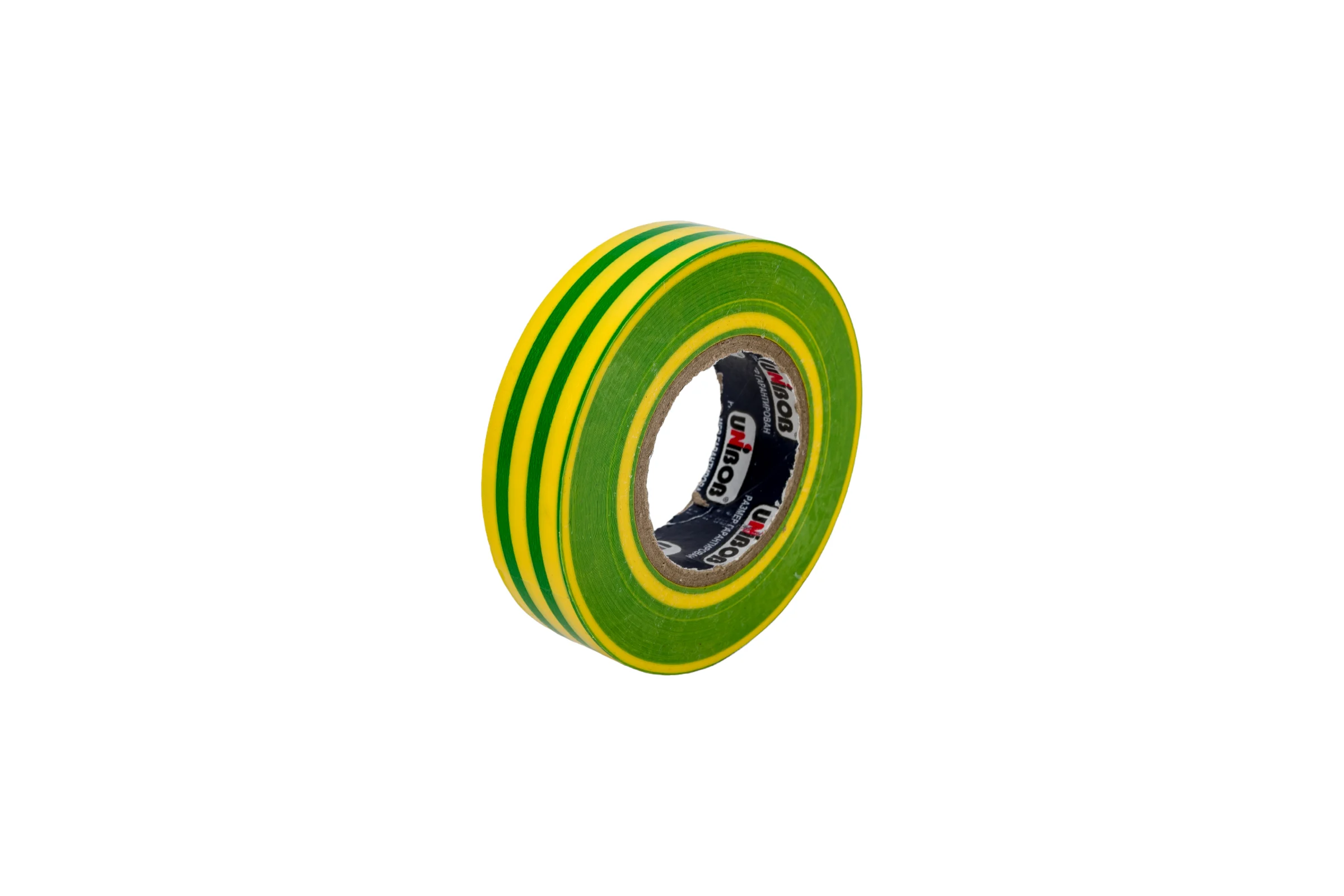 Изолента ПВХ UNIBOB 19 мм х 20 м, желто-зеленая 211759