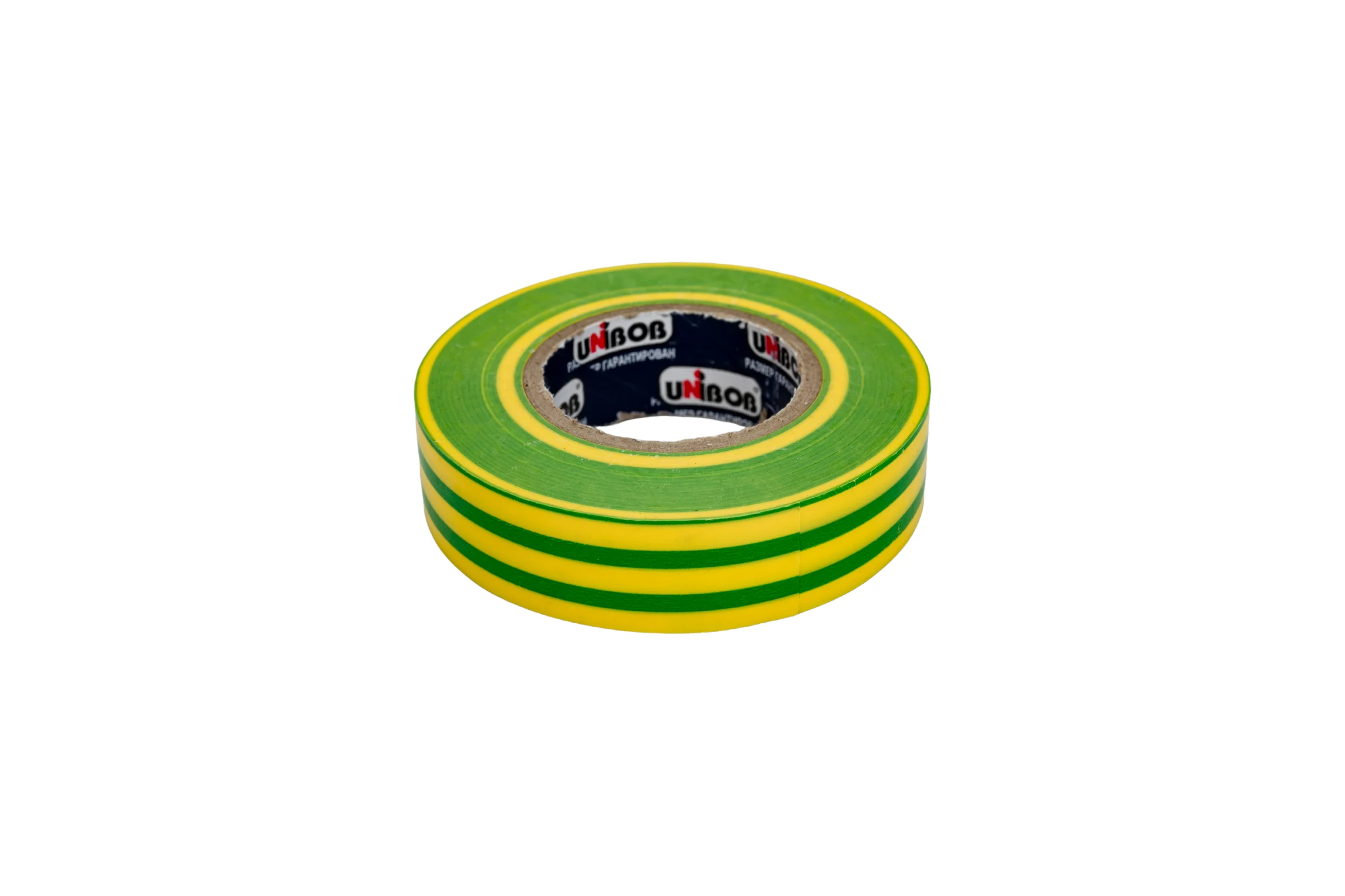 Изолента ПВХ UNIBOB 19 мм х 20 м, желто-зеленая 211759