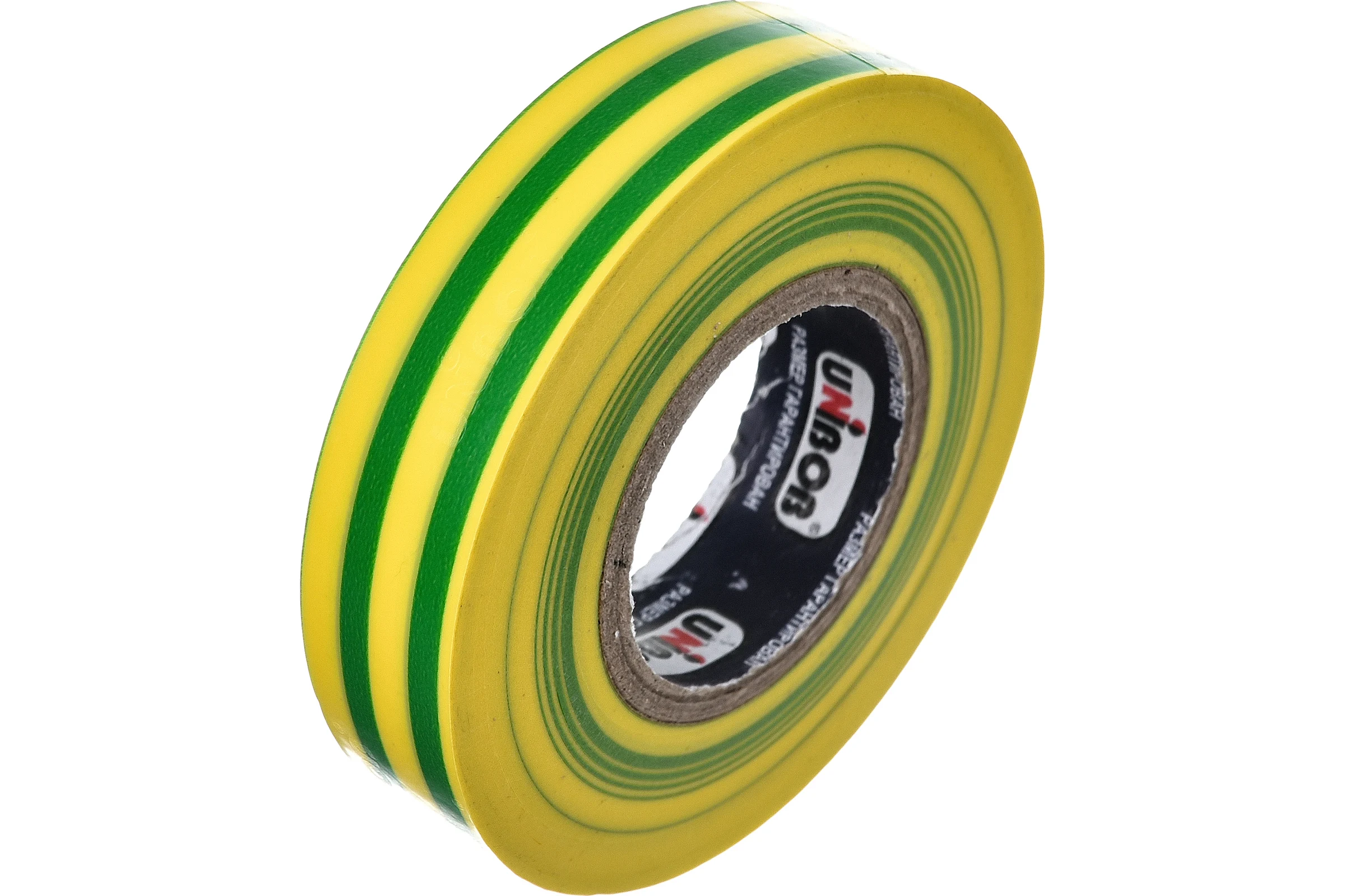 Изолента ПВХ UNIBOB 15 мм х 20 м, желто-зеленая 211766