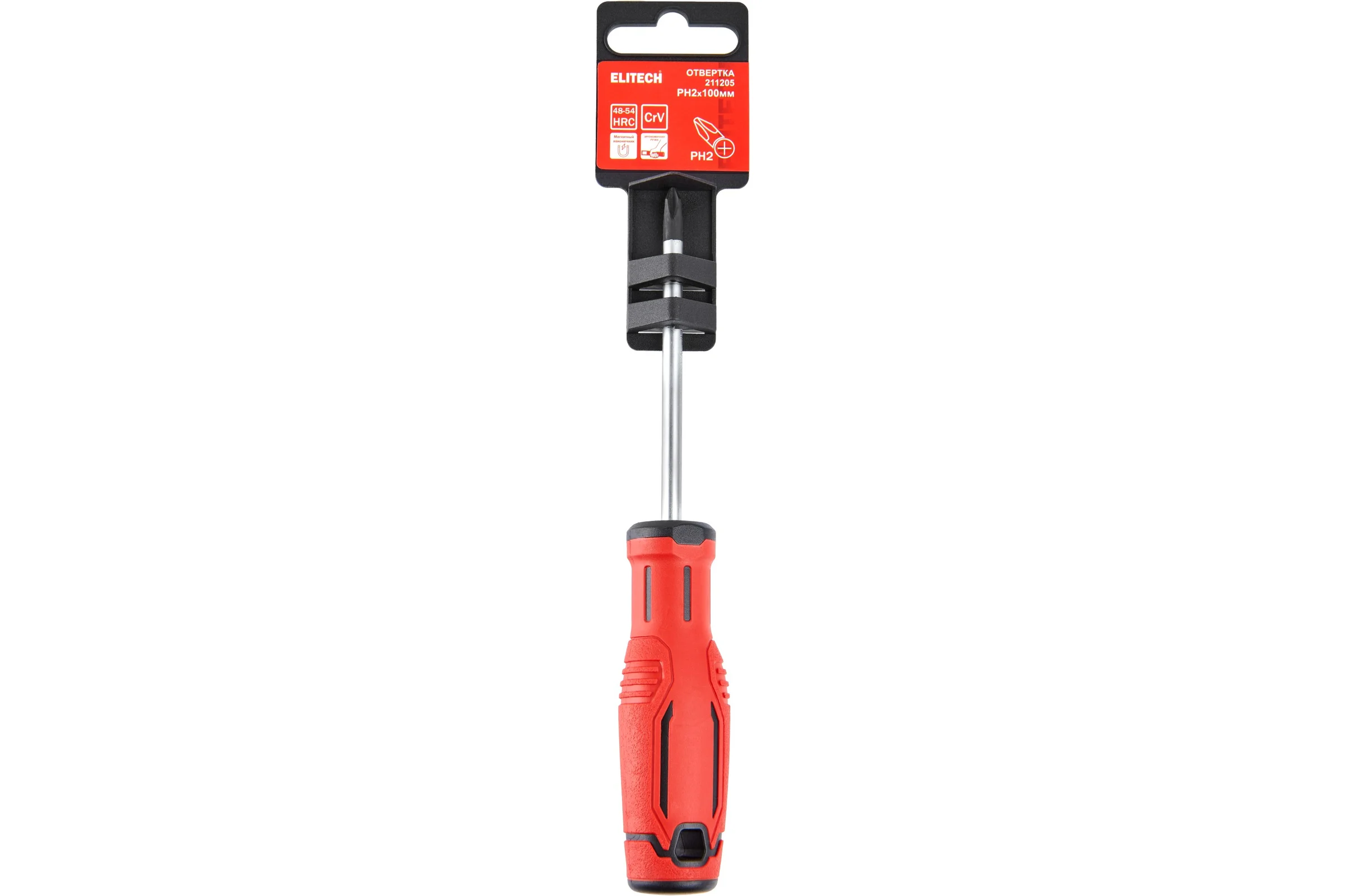 Отвертка Elitech PH2X100мм с магнитным наконечником 211205 207143