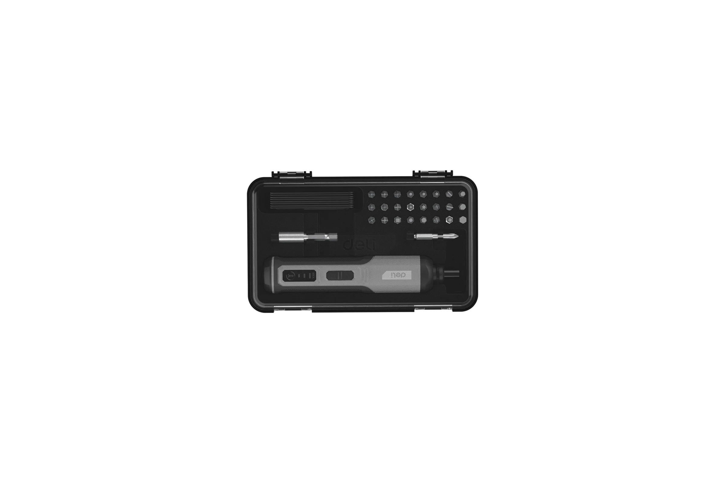 Отвертка аккумуляторная DELI DC161 (4В х 2Ач, 5Нм, 300об/мин, Type-C, набор бит 24 шт, кейс) 162802
