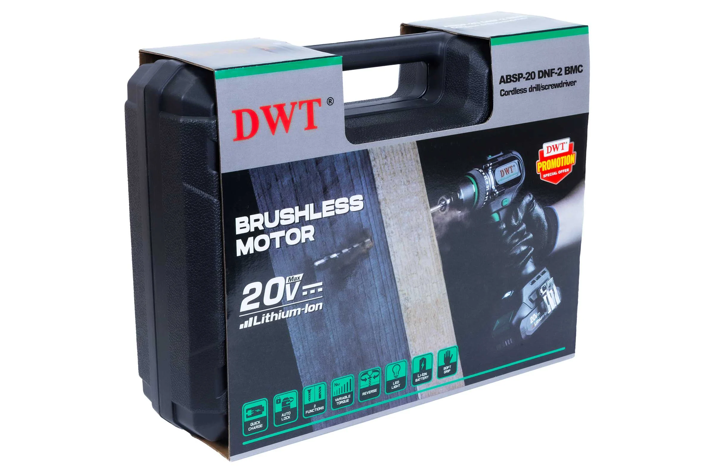 Бесщеточная аккумуляторная дрель-шуруповерт DWT ABSP-20 DNF-2 BMC