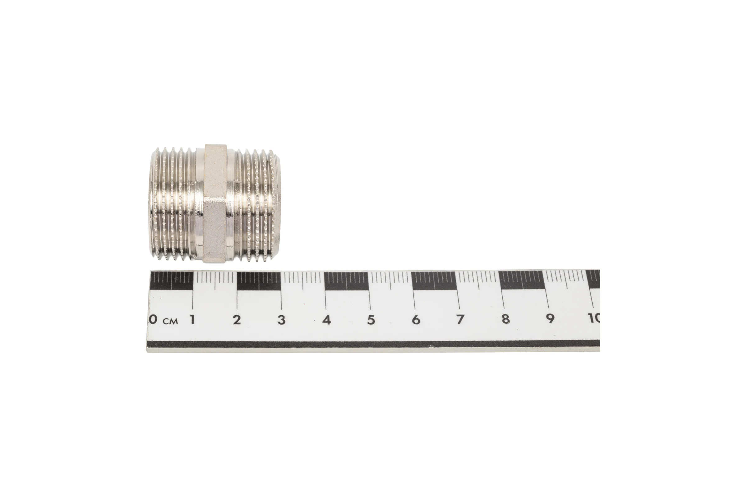 Ниппель прямой LD PRIDE DN20 (3/4") НР/НР латунь никель с биркой LD.67.511.20