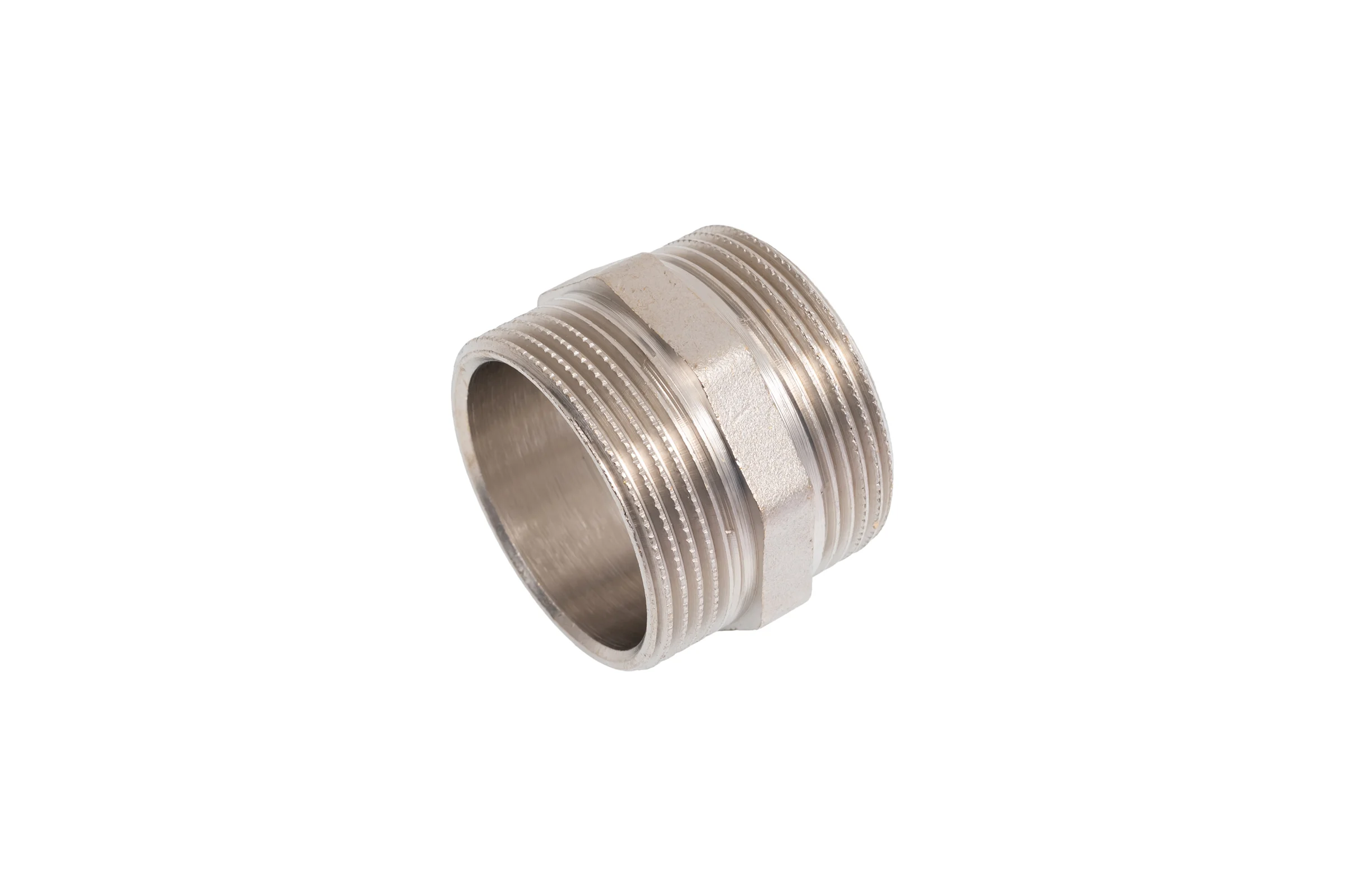 Ниппель прямой LD PRIDE DN40 (1 1/2") НР/НР латунь никель с биркой LD.67.511.40