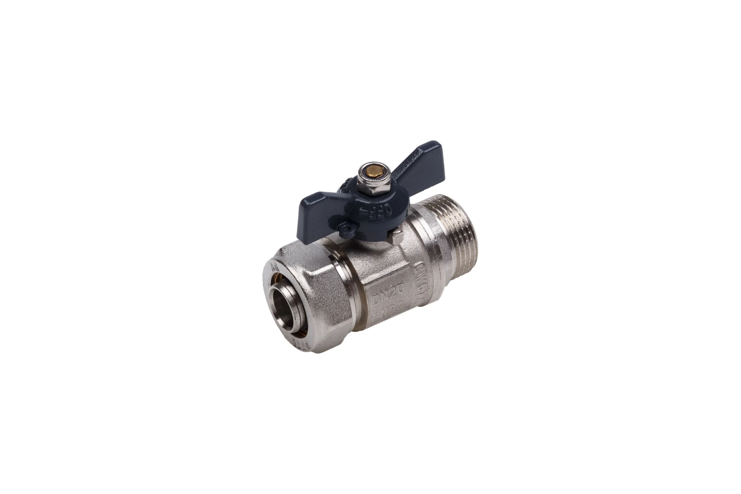Кран шаровой AQUALINK для МП труб нар 1/2 x16 B бабочка 00876