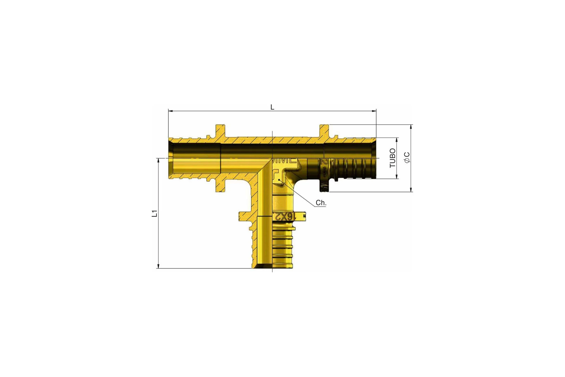 Тройник соединительный Tiemme 3437 ASSIALPEX 20x20x20-2,8 1710211