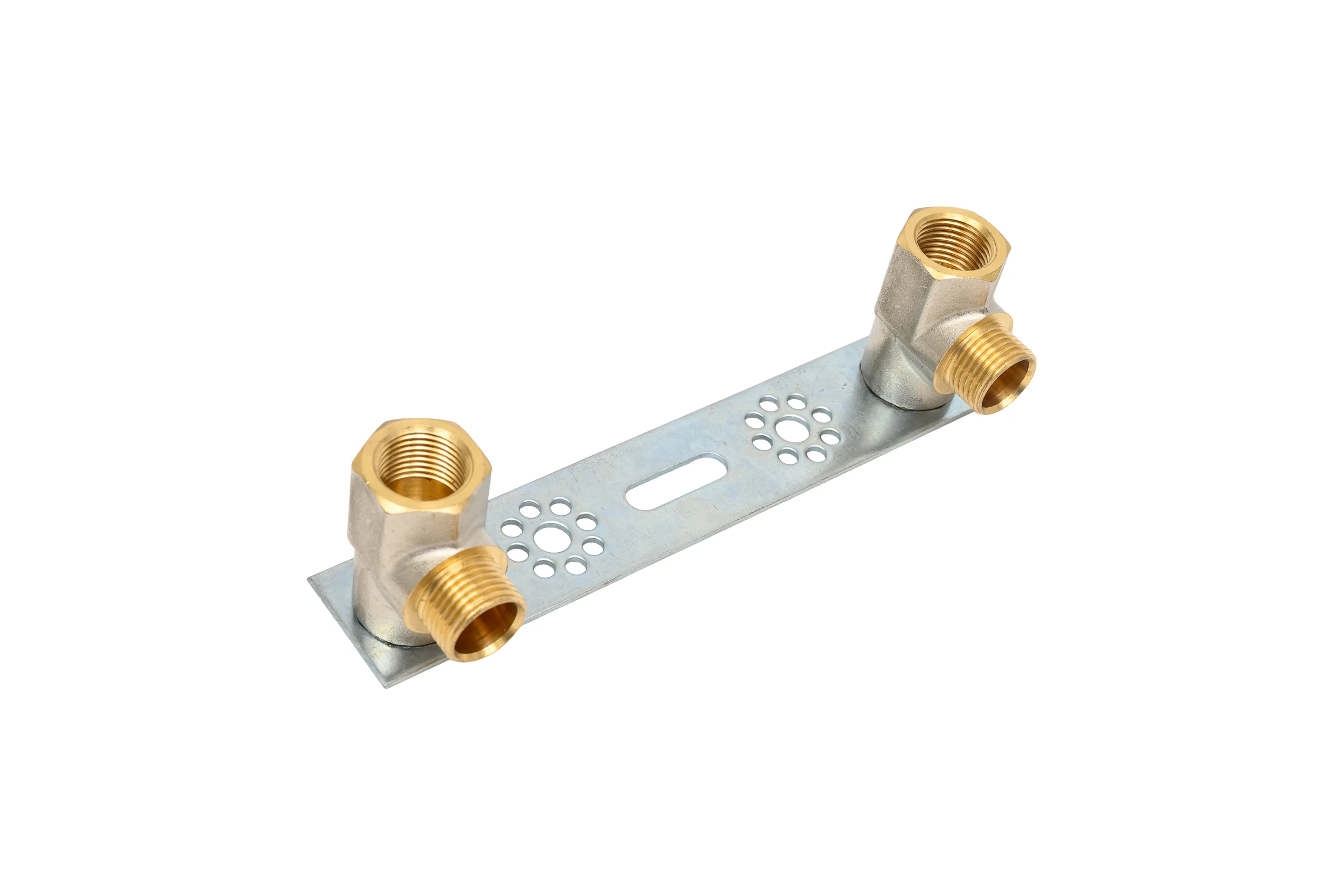 Установочная пластина с парой коннекторов Tiemme 1638GN 16x1/2" - G1/2, никелированная латунь 1630047