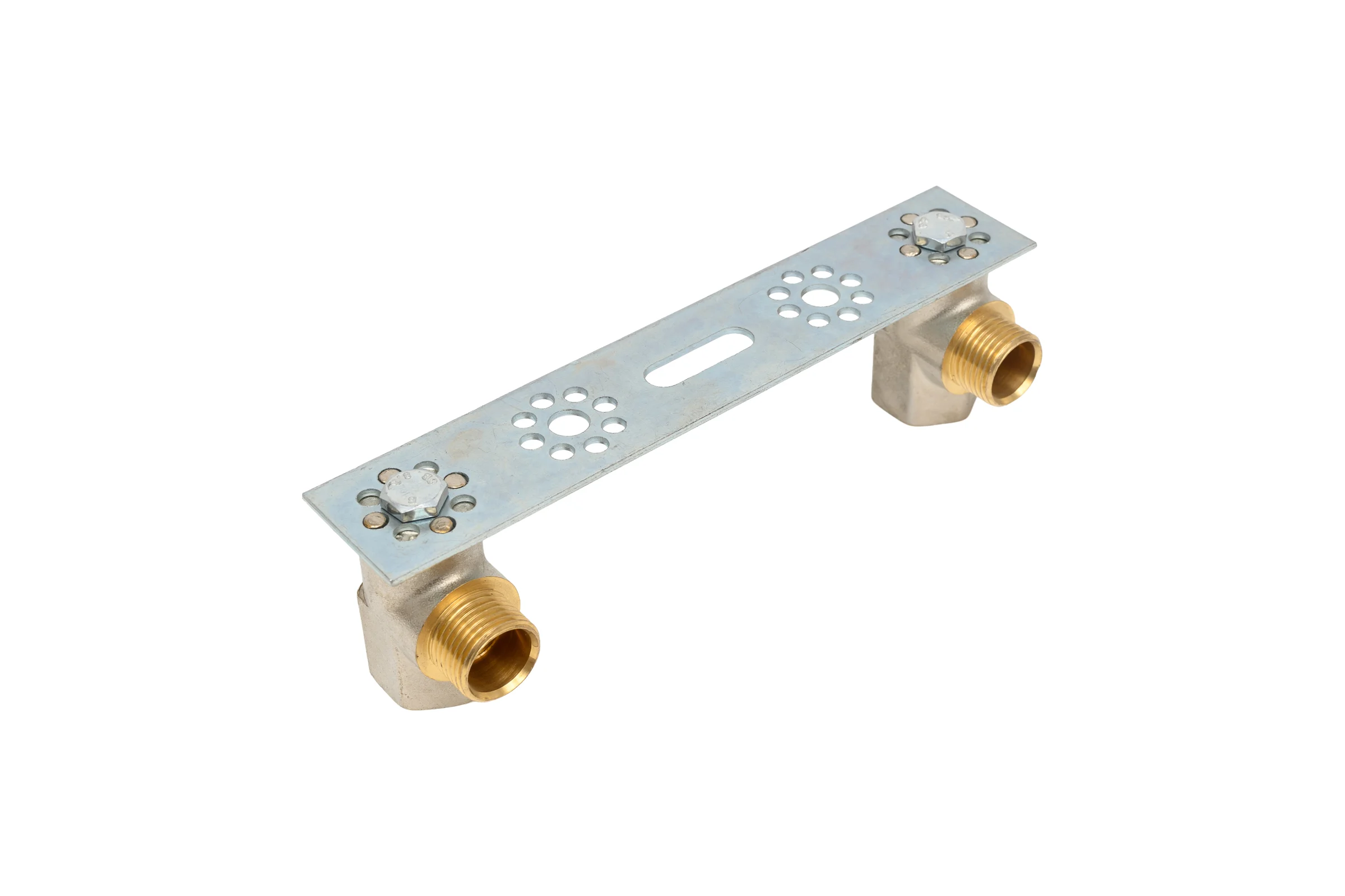 Установочная пластина с парой коннекторов Tiemme 1638GN 16x1/2" - G1/2, никелированная латунь 1630047