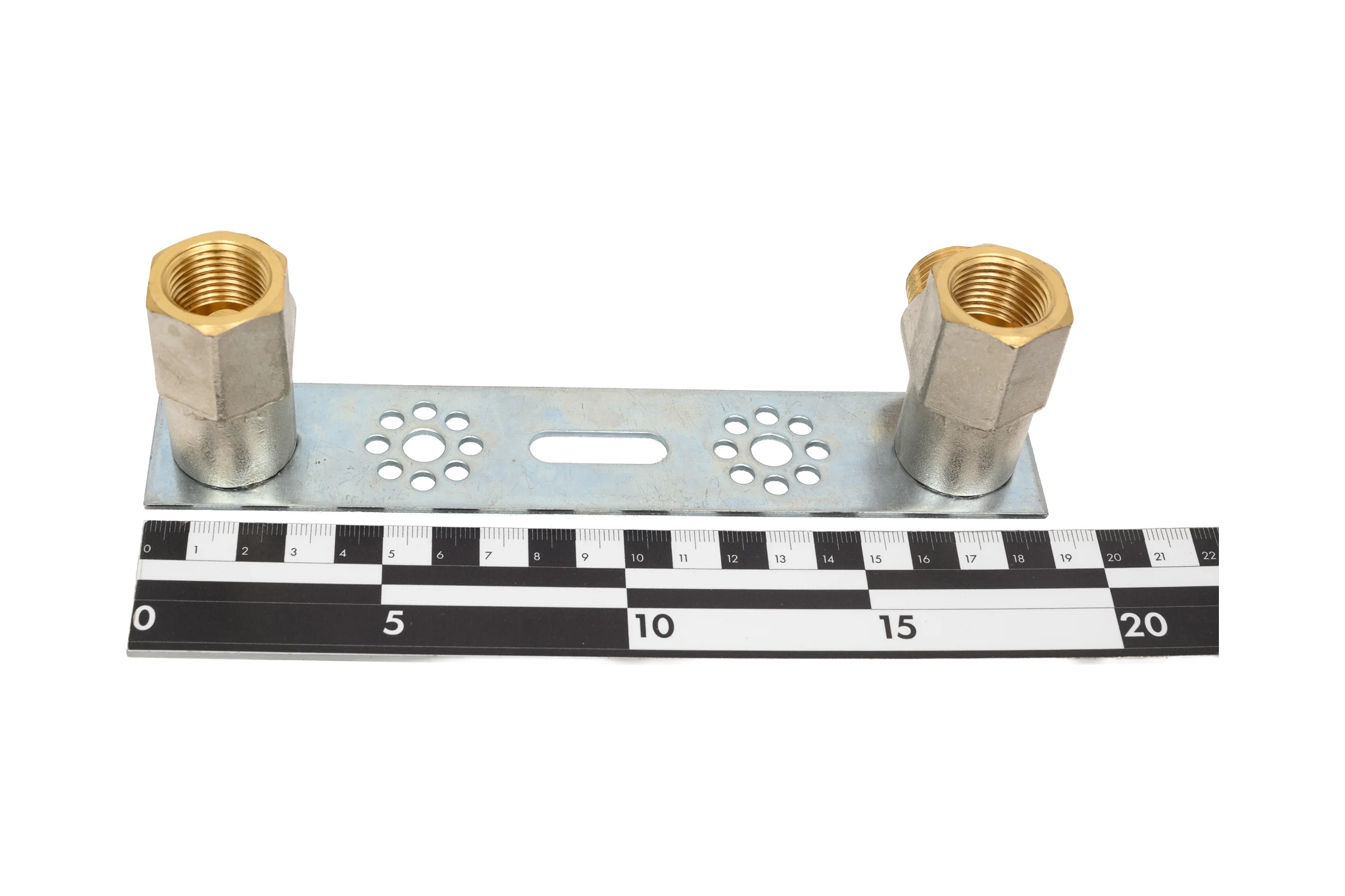Установочная пластина с парой коннекторов Tiemme 1638GN 16x1/2" - G1/2, никелированная латунь 1630047