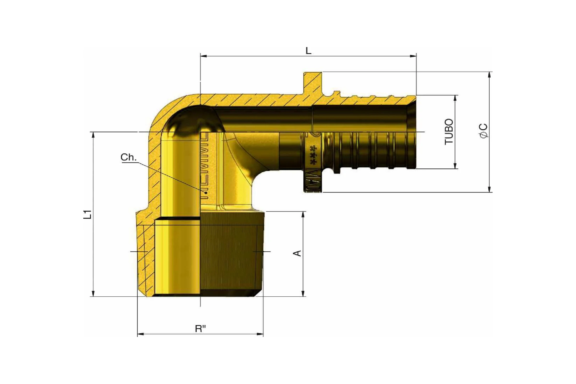 Угольник с наружной резьбой Tiemme 3434 ASSIALPEX 3/4" x 25-3,5 1710199