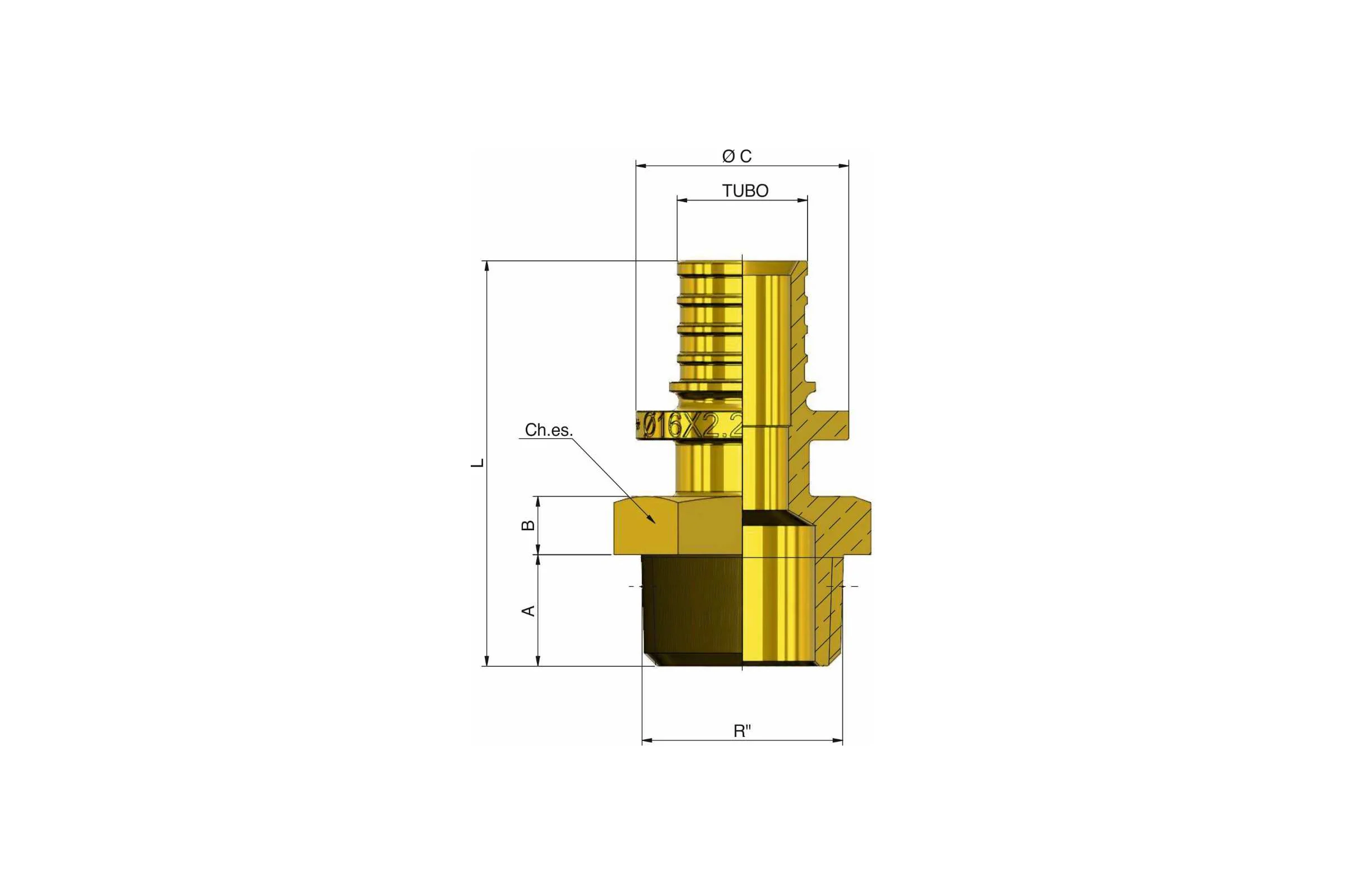 Соединитель с наружной резьбой Tiemme ASSIALPEX 3/4" x 25-2,3 1710173