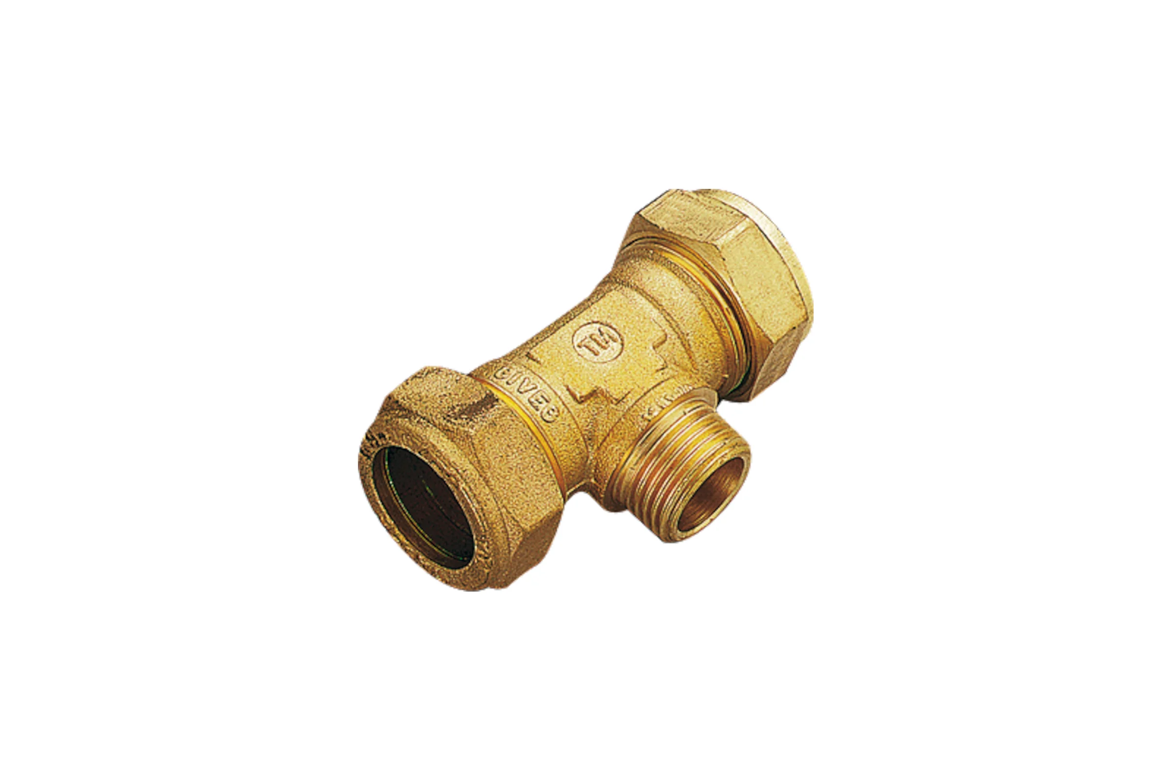 Тройник для медных труб Tiemme обжим, с нар. резьбой 15x1/2" x 15 1100096