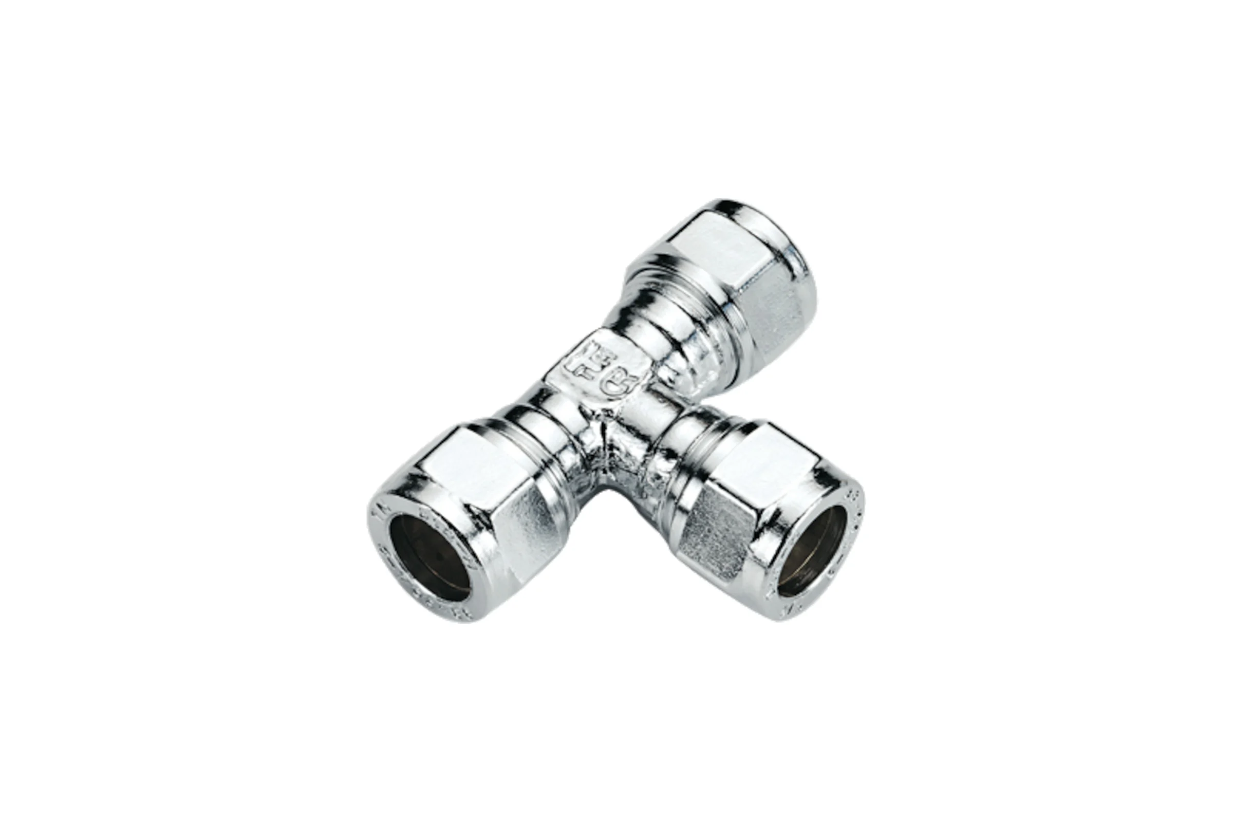 Тройник для медных труб Tiemme обжим, 8x8х8 хром 1130073