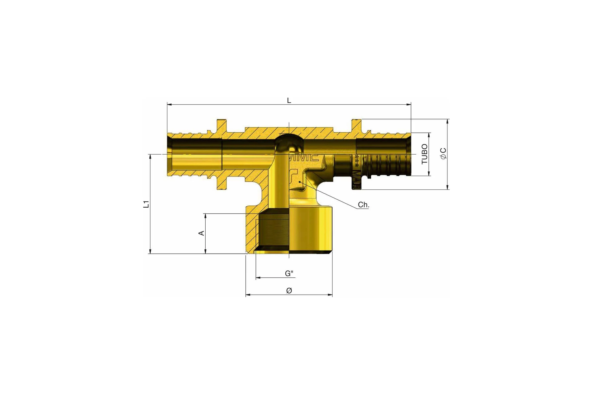 Тройник с внутренней резьбой Tiemme ASSIALPEX 20-2,8x1/2" x 20-2,8 1710248