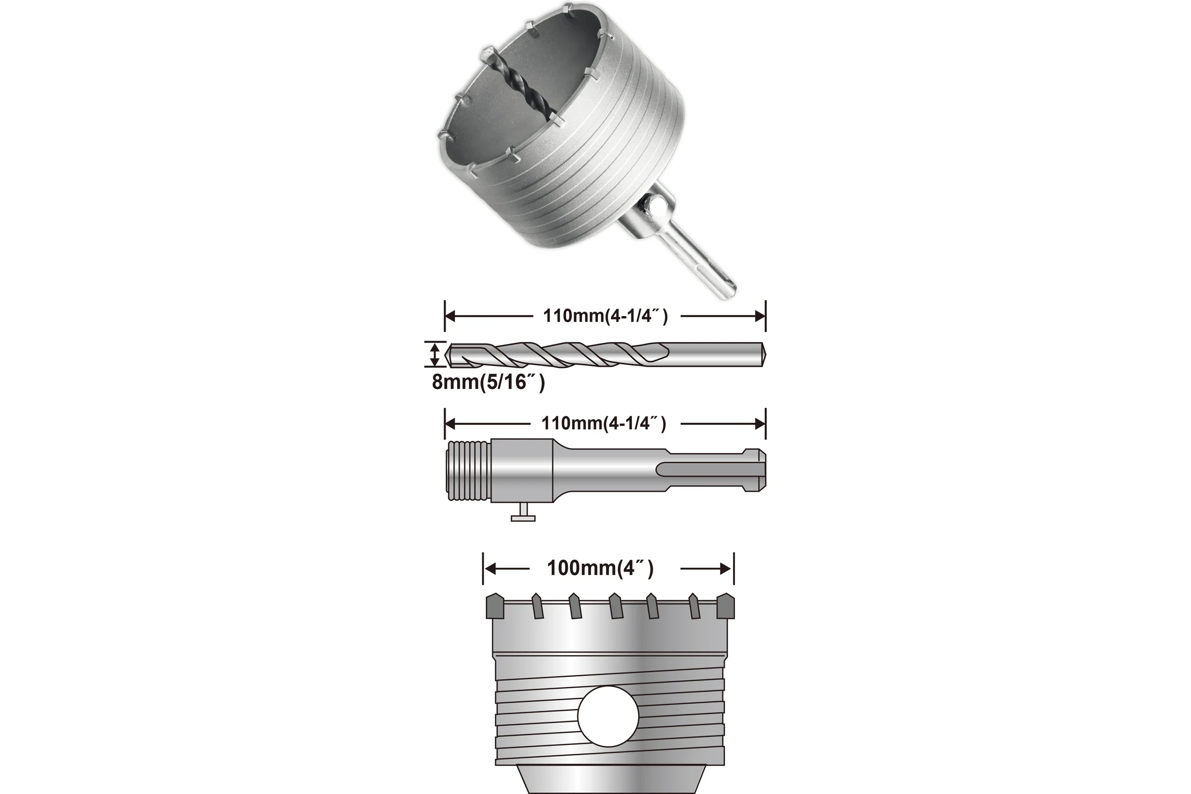 Коронка по бетону (100 мм; SDS-Plus) INGCO HCB1001