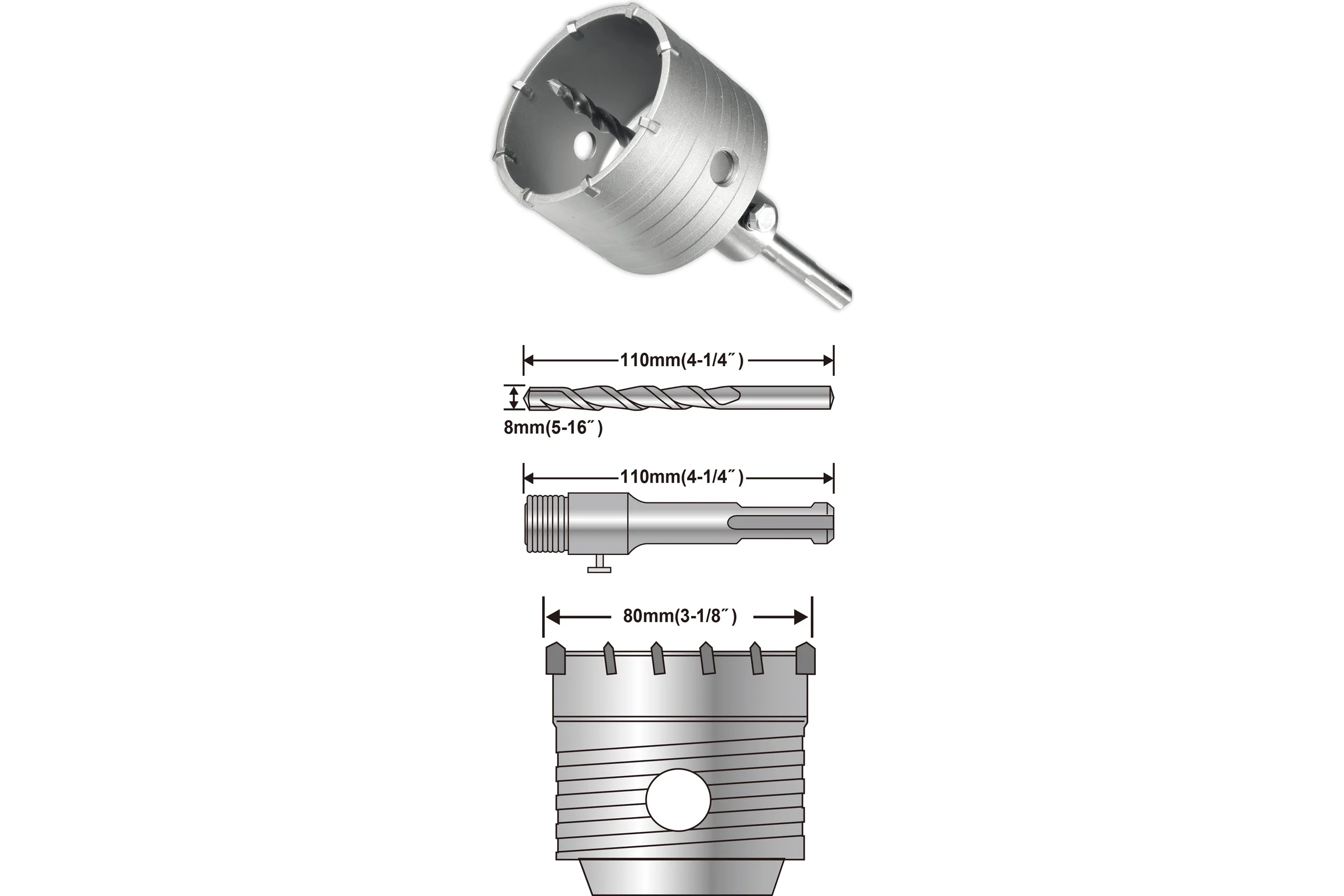 Коронка по бетону (80 мм; SDS-Plus) INGCO HCB0801